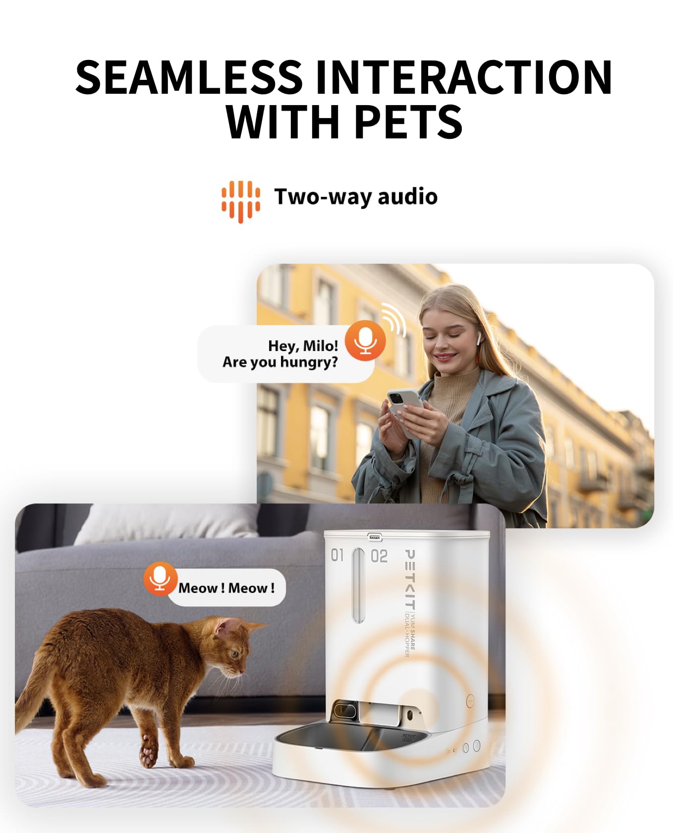 PETKIT Automatic Cat Feeder with Camera - 1080P HD Video & Night Vision, 5L Smart Pet Food Dispenser with 2-Way Audio, Battery Backup, Low Food Alert & Anti-Stick Bowl (2.4G WiFi) - Perfect for Multi-Cat Homes, Travel & Busy Pet Owners