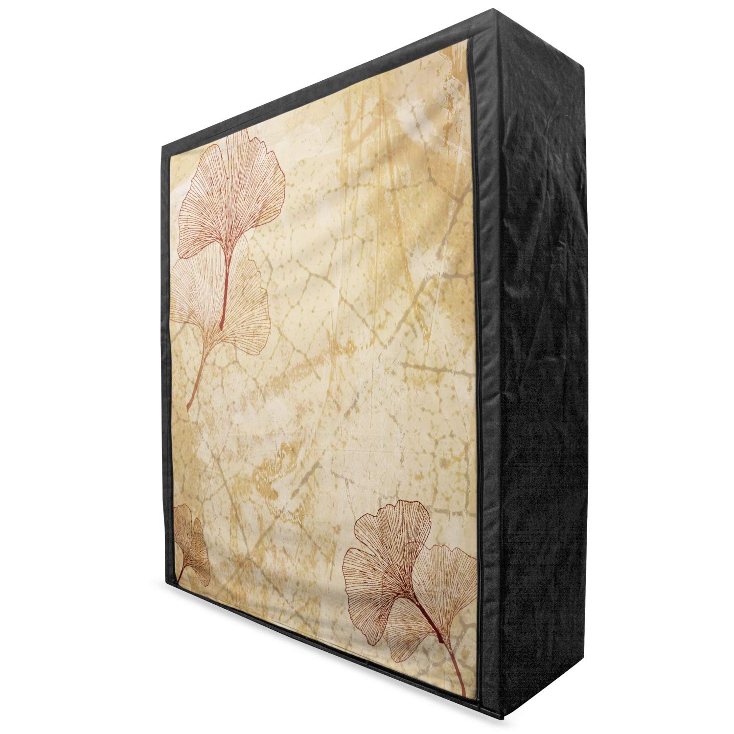 Ambesonne Beige Portable Fabric Wardrobe with Ginkgo Leaves Pattern - 59