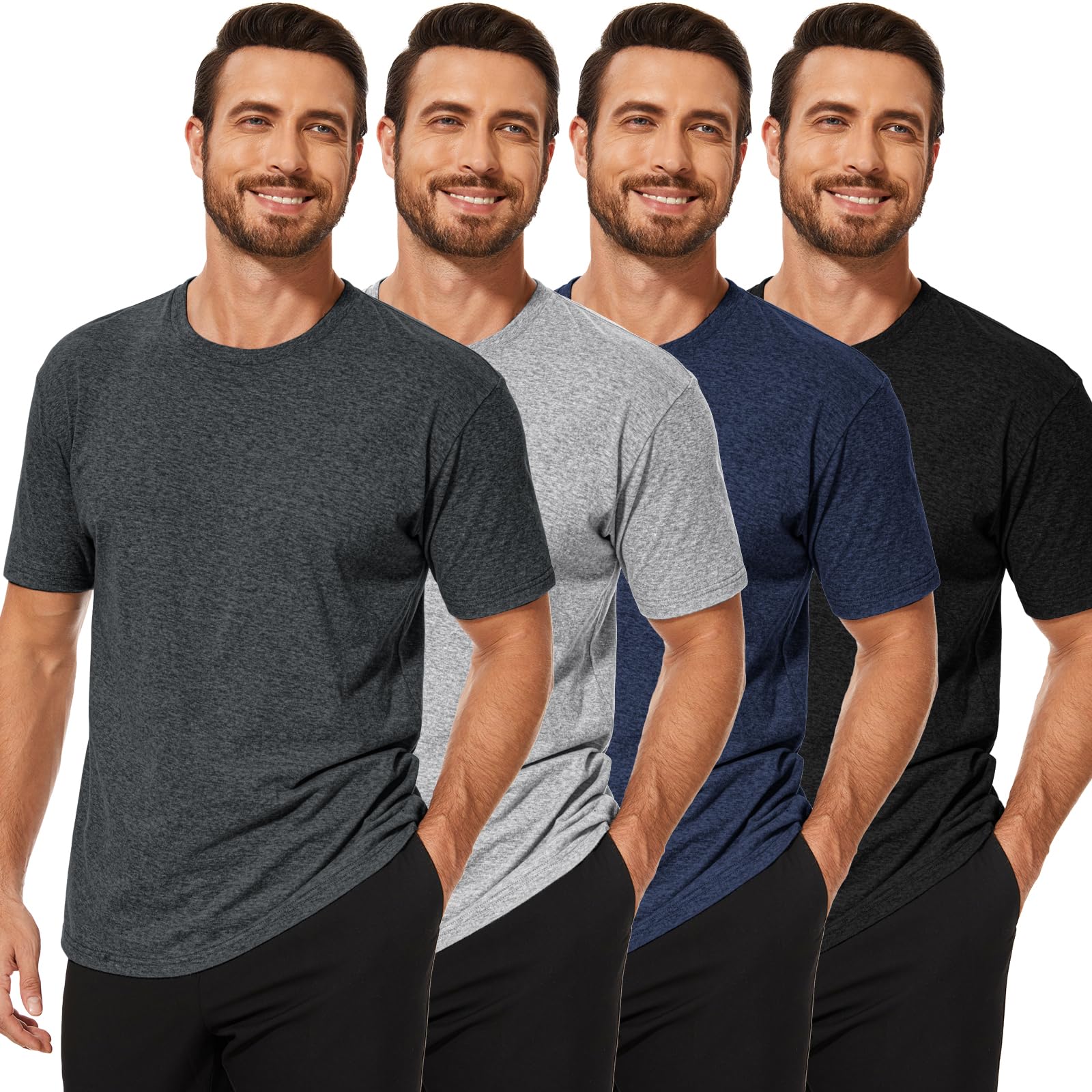 2/4 Pack Men's Classic Cotton Crew Neck T-Shirts - Athletic Running & Gym Short Sleeve Tees - Perfect for Workouts, Casual Wear & Everyday Comfort