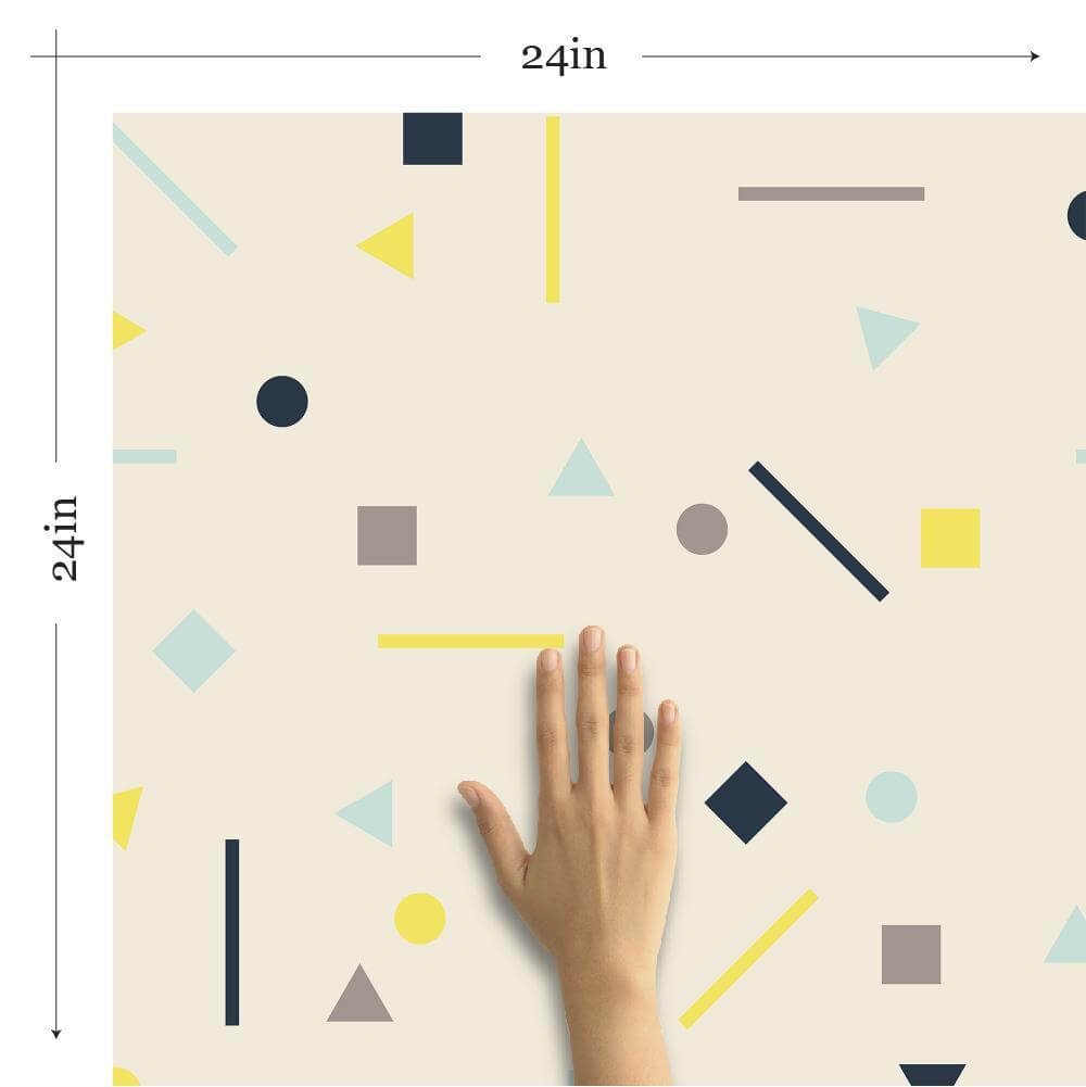 Yellow and Grey Geometric Peel and Stick Removable Wallpaper for Kids - Self-Adhesive Nursery Decor - Perfect for Bedrooms, Playrooms, and DIY Home Projects