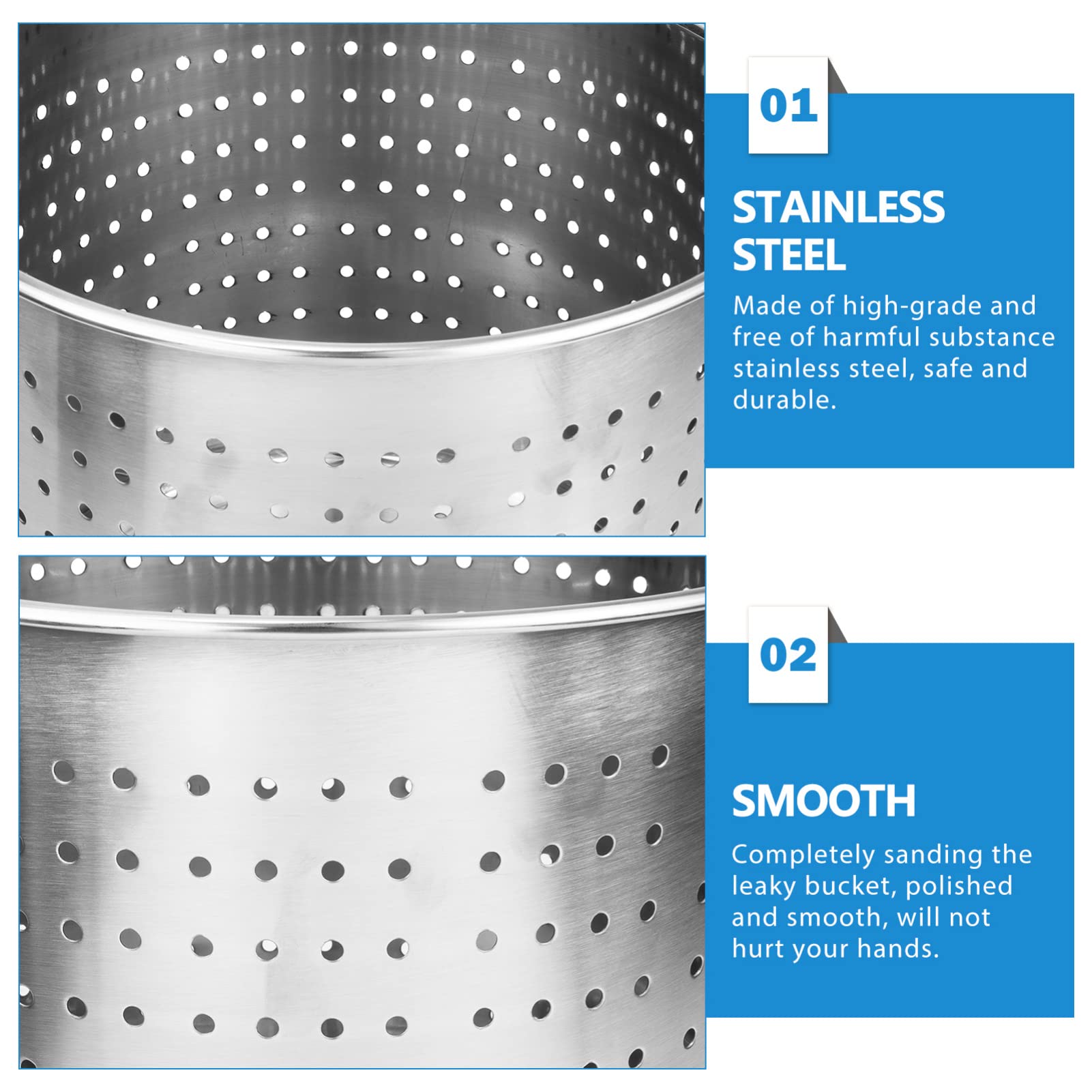 UPKOCH Stainless Steel Steamer Basket Insert with Handle for Stock Pot – Perfect for Boiling Crab, Crawfish & Seafood | Ideal for Crab Boils, Steaming Vegetables & Large Batch Cooking