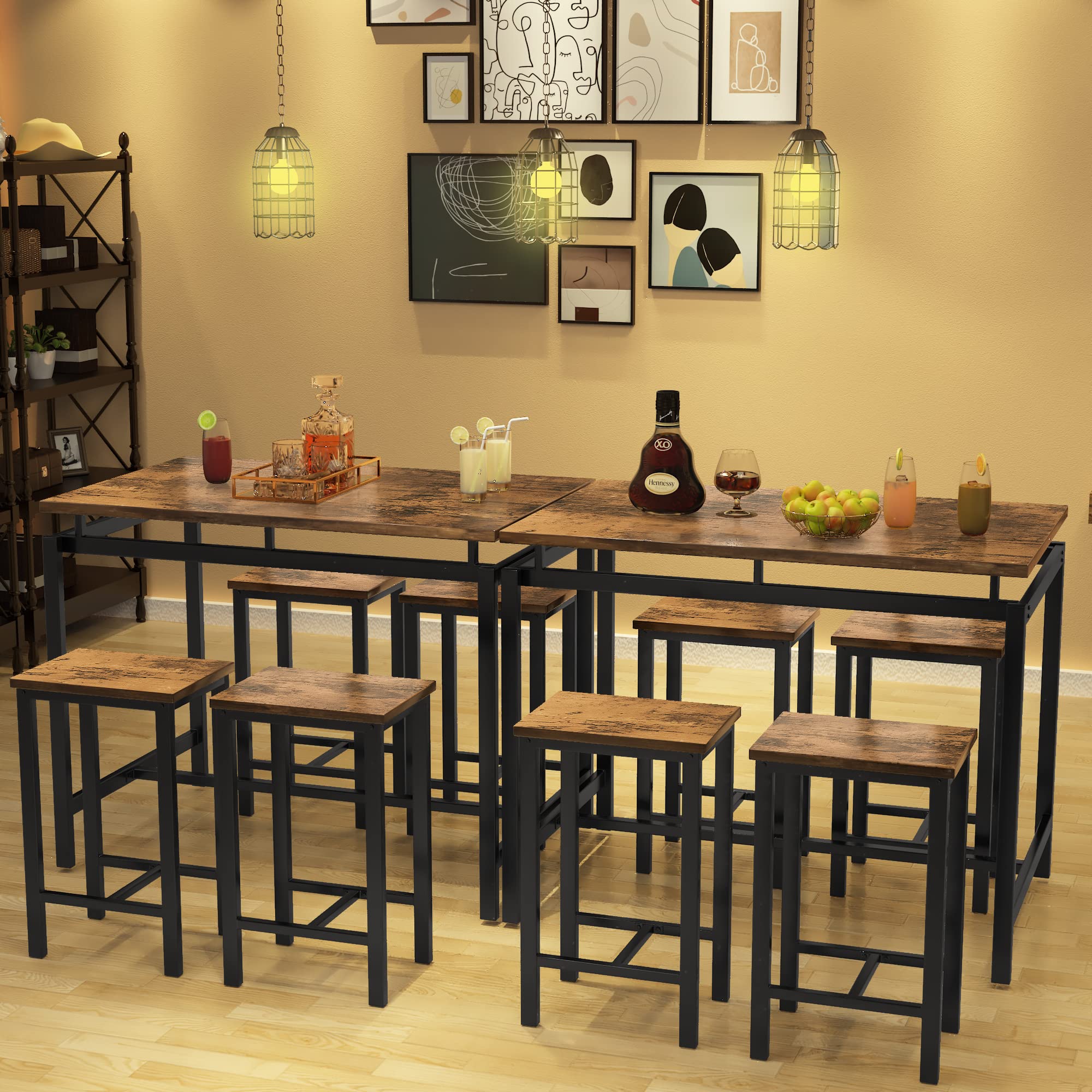 Recaceik 5-Piece Counter Height Dining Table Set for 4 - Kitchen Bar Table with 4 Stools, Modern Breakfast Nook Set for Small Spaces, Apartments & Condos | Perfect for Entertaining, Family Meals & Compact Living Areas