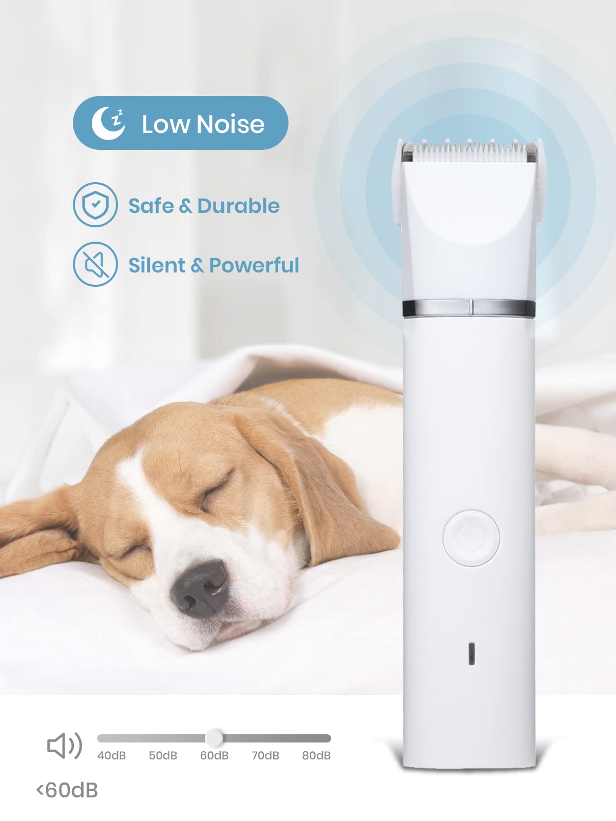 Professional Cordless Dog Clippers for Grooming - Low Noise Pet Hair Trimmer Kit with Grooming Hammock | Perfect for Trimming Around Paws, Eyes, Ears & Face | Ideal for Home Pet Grooming & Professional Use