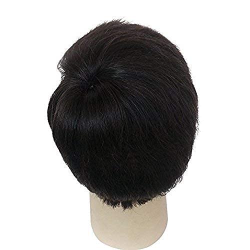 Kabello Men's Pre-Cut Human Hair Patch with Clips & Red Tape - 9x7 Inches, Black | Natural Hair Replacement for Bald Spots & Thinning Hair | Perfect for Daily Wear, Work & Social Events