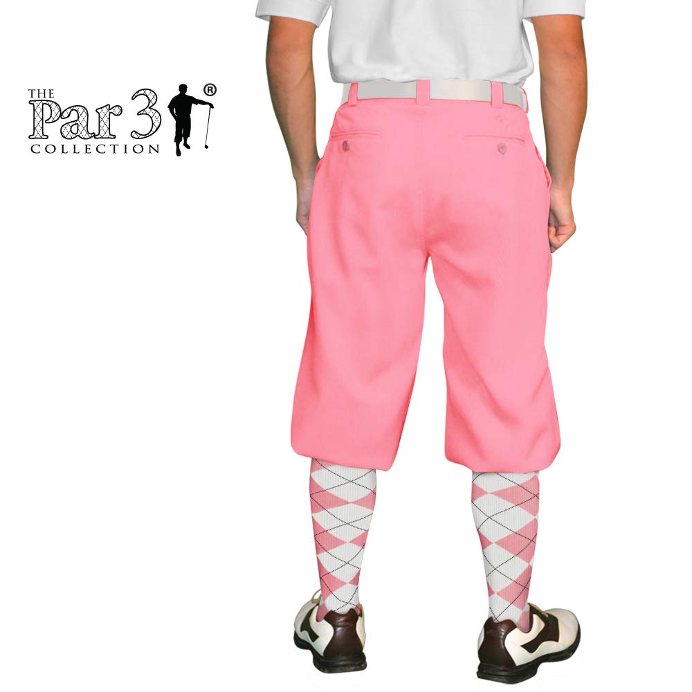 **Premium Pink Microfiber Plus Fours for Men - Comfortable & Stylish Golf Trousers for Casual & Sporty Looks**