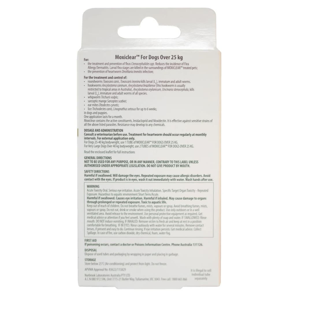 Moxiclear Flea & Worming Spot Treatment for Large Dogs Over 25KG - Fast-Acting Flea, Tick & Worm Prevention - Ideal for Outdoor Adventures & Multi-Pet Households