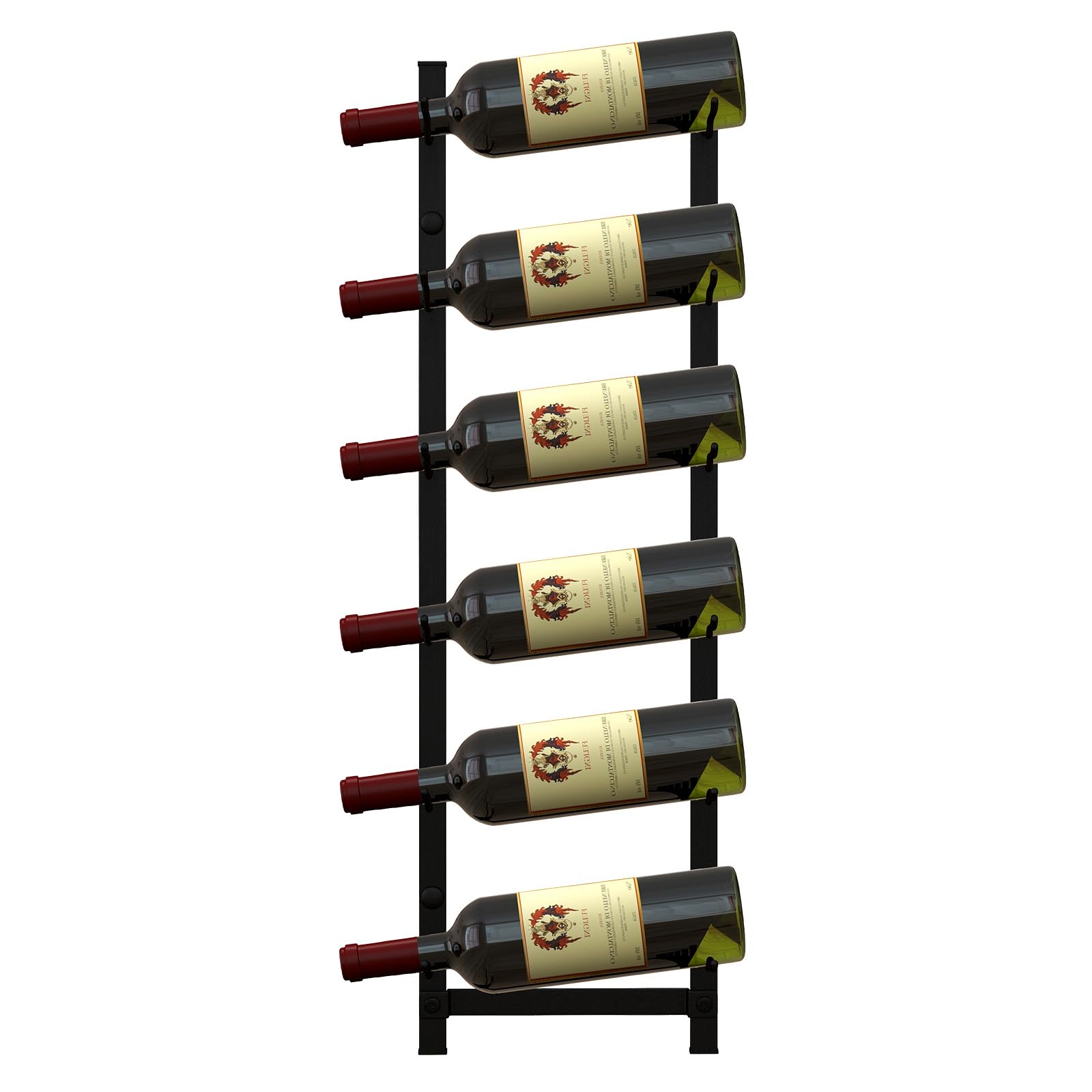 GOFLAME Wall Mounted Wine Rack for 6 Bottles - Rustproof Metal Hanging Wine Holder - Space Saving Wine Storage Organizer for Kitchen, Dining Room, Bar & Cellar - Perfect for Home Decor & Entertaining Guests (Black)