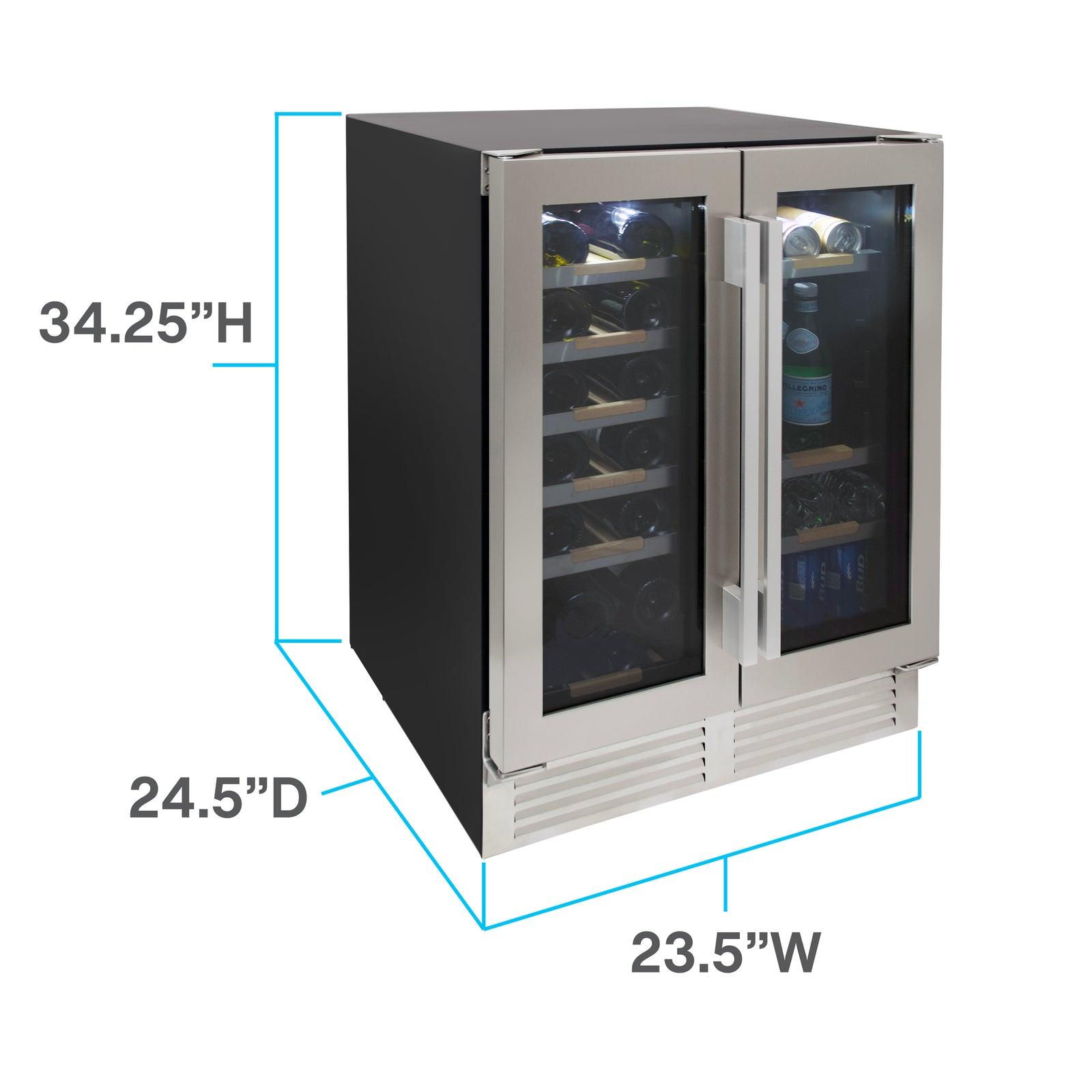 Avanti WBE1956Z3S Elite Side By Side Wine and Beverage Cooler - Stainless Steel, Holds 19 Bottles & 56 Cans (12 oz) - Perfect for Home Bars, Restaurants, and Entertaining Guests