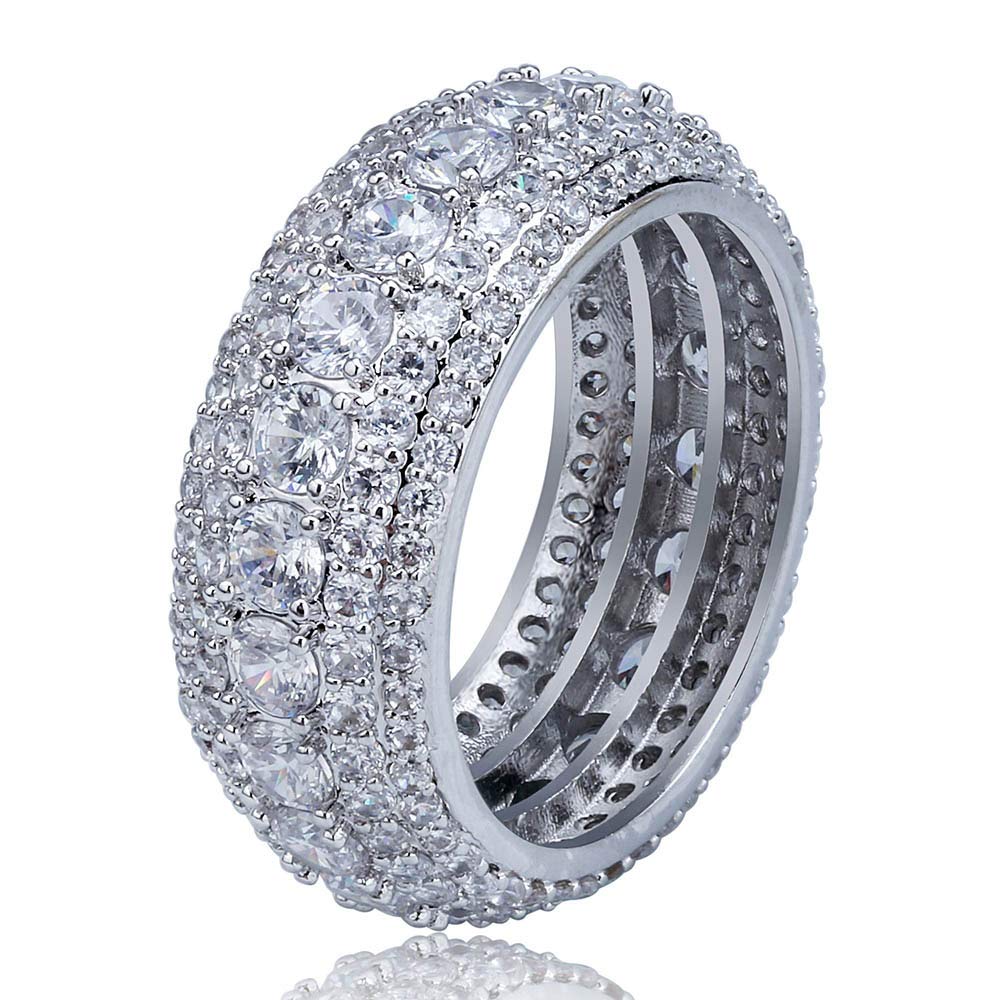 14K Gold Plated Men's Diamond Ring - 10MM Iced Out CZ Pinky Ring for Anniversary & Fashion Gifts