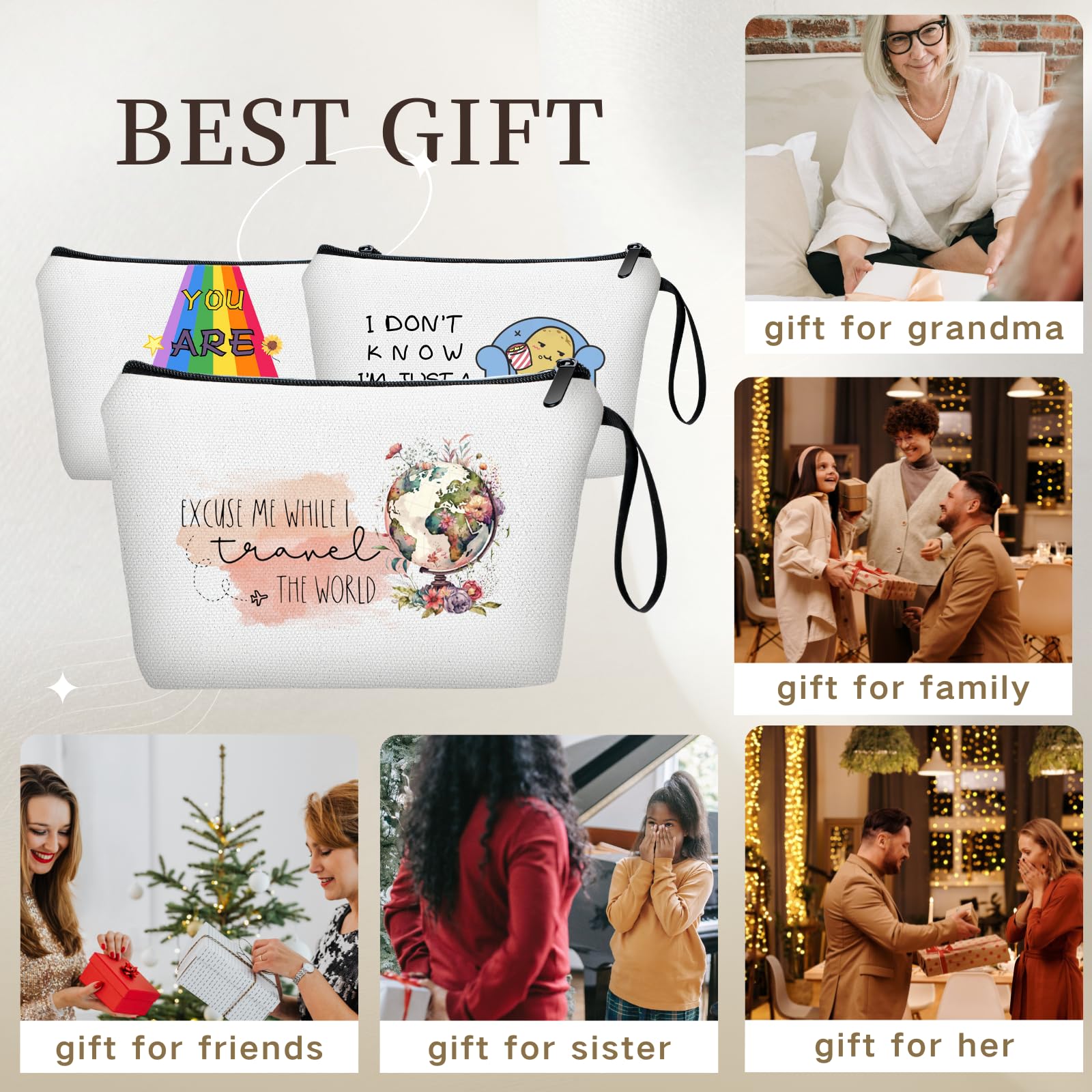 Travel Makeup Bag Organizer - Waterproof Cosmetic Case for Women | Perfect Birthday, Christmas Gift for Her, Mom, Sister, Daughter & Friends | Ideal for Air Travel, Vacation & Business Trips