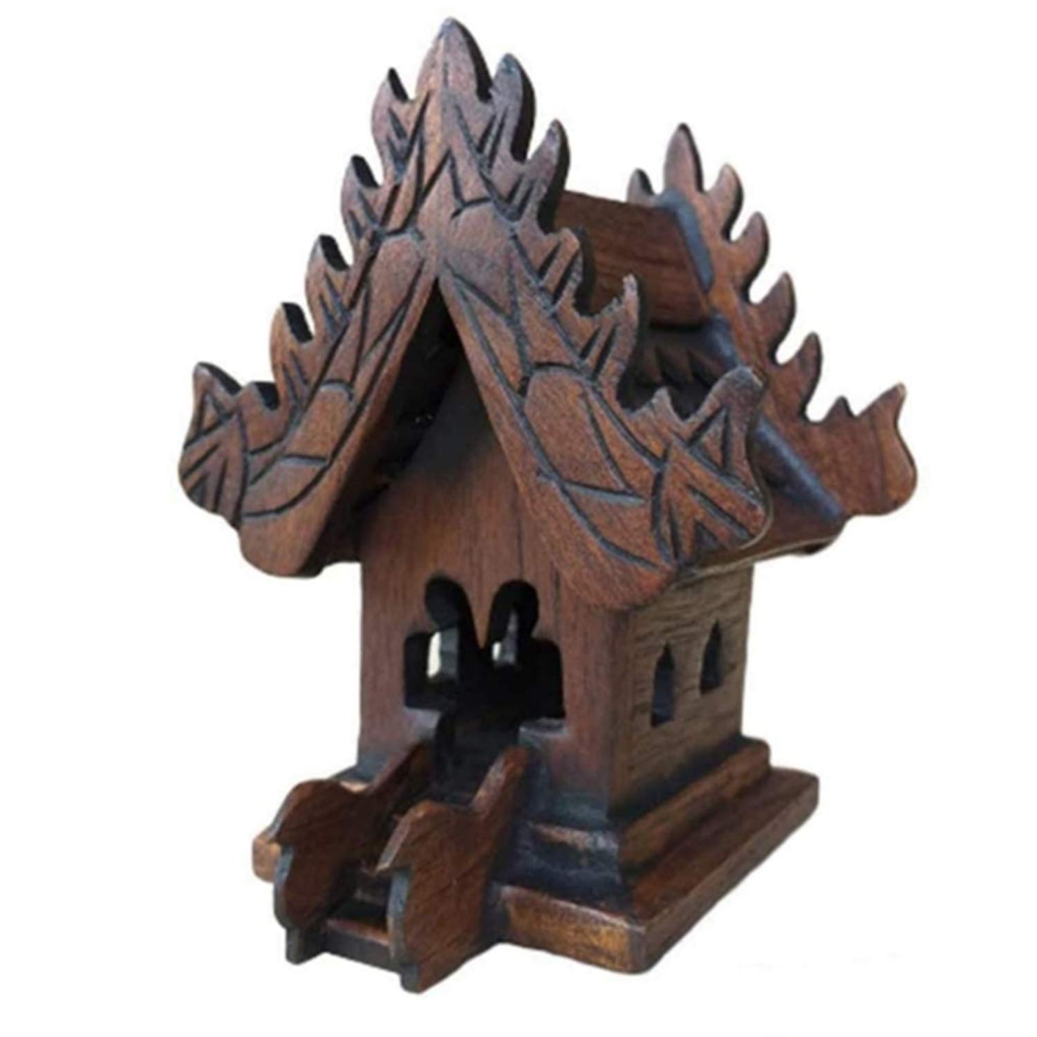 Handmade Teak Wood Mini Temple Tabletop Thai Small Buddha Buddhist Spirit House SanPraPhum - Home Altar Decor, Meditation Gift, Asian Spiritual Decor for Office & Living Room
