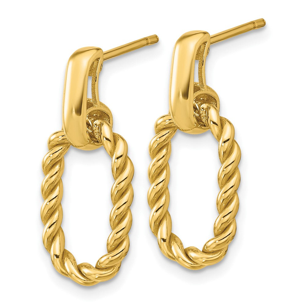 14K Gold Leslie's Polished Twisted Oval Link Dangle Post Earrings - LE2784 | Elegant Jewelry for Women, Perfect for Parties, Weddings & Special Occasions
