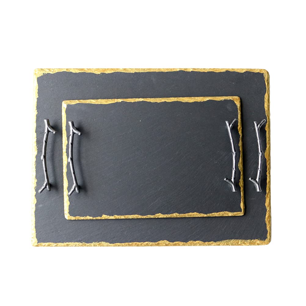 LUOZZY Rectangular Sushi Serving Tray - 30x20cm Bamboo Handle Plates for Japanese Cuisine, Cupcake Display & Party Appetizers | Eco-Friendly Food Holder for Home Dining, Buffets & Catering Events