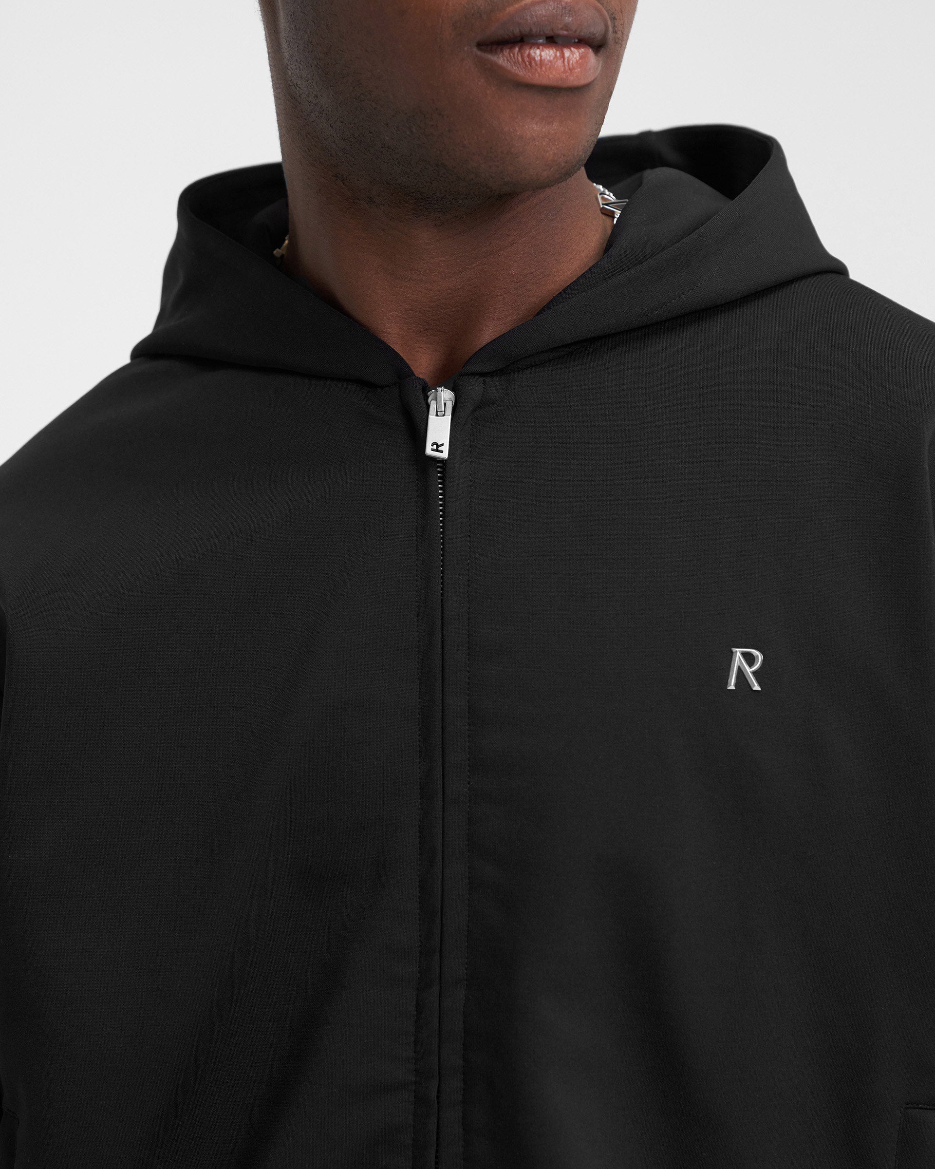 Men's Black Hooded Tracksuit Jacket - Lightweight Zippered Athletic Pullover for Running, Gym & Casual Wear