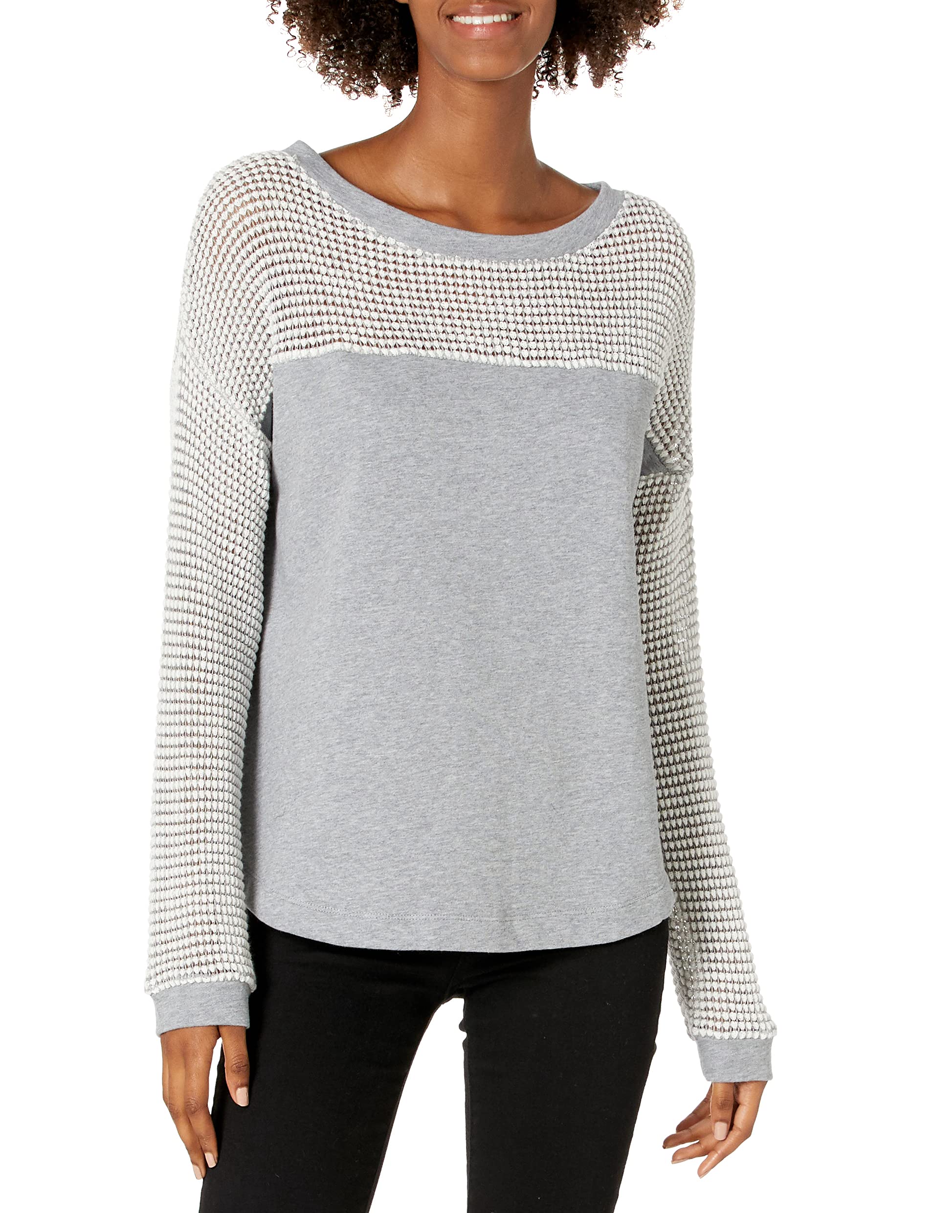 Cable Knit Women's Waffle Stitch Sweatshirt - Cozy Pullover for Fall & Winter, Casual Outfits, Lounge Wear