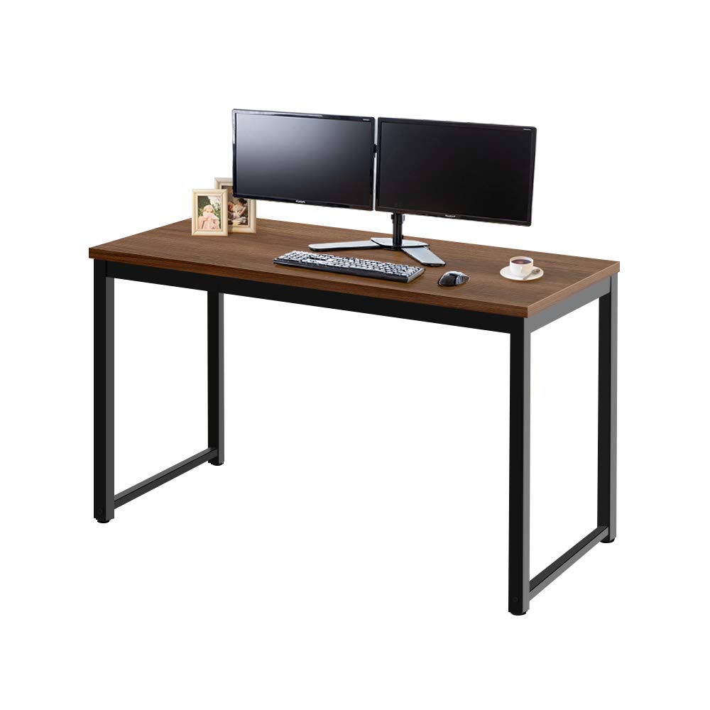 Modern Coral Flower Soho Computer Desk - Sturdy Home Office Writing & Study Workstation, Simple Design for Small Spaces, Brown 4 - Perfect for Remote Work, Online Classes & Creative Workspaces