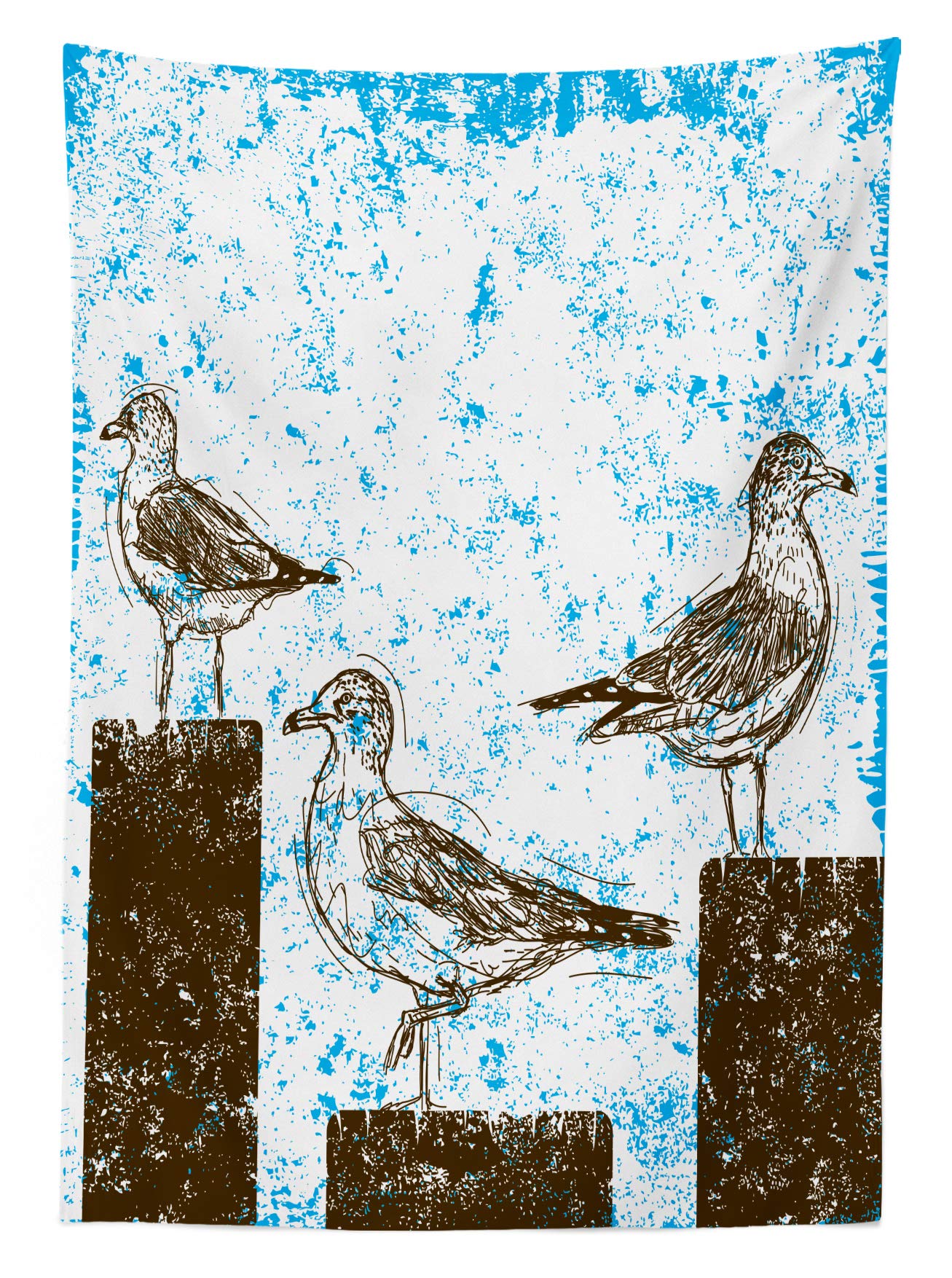 Ambesonne Seagulls Outdoor Tablecloth - Waterproof Washable Picnic Table Cover 58