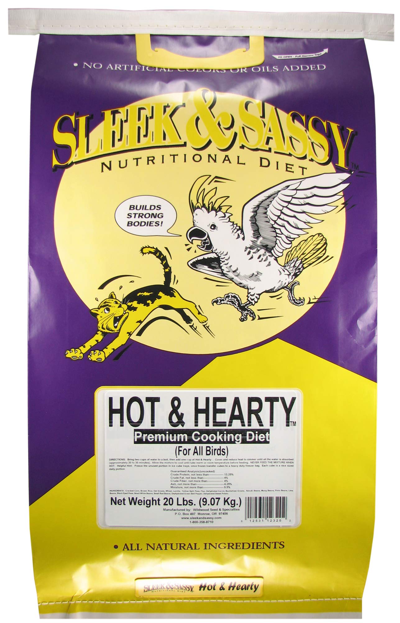 Premium 20 lbs. Bird Food - Hot & Hearty Cooking Diet for Parrots, Cockatiels & Parakeets | High Nutrition, Natural Ingredients | Perfect for Daily Feeding & Bird Health