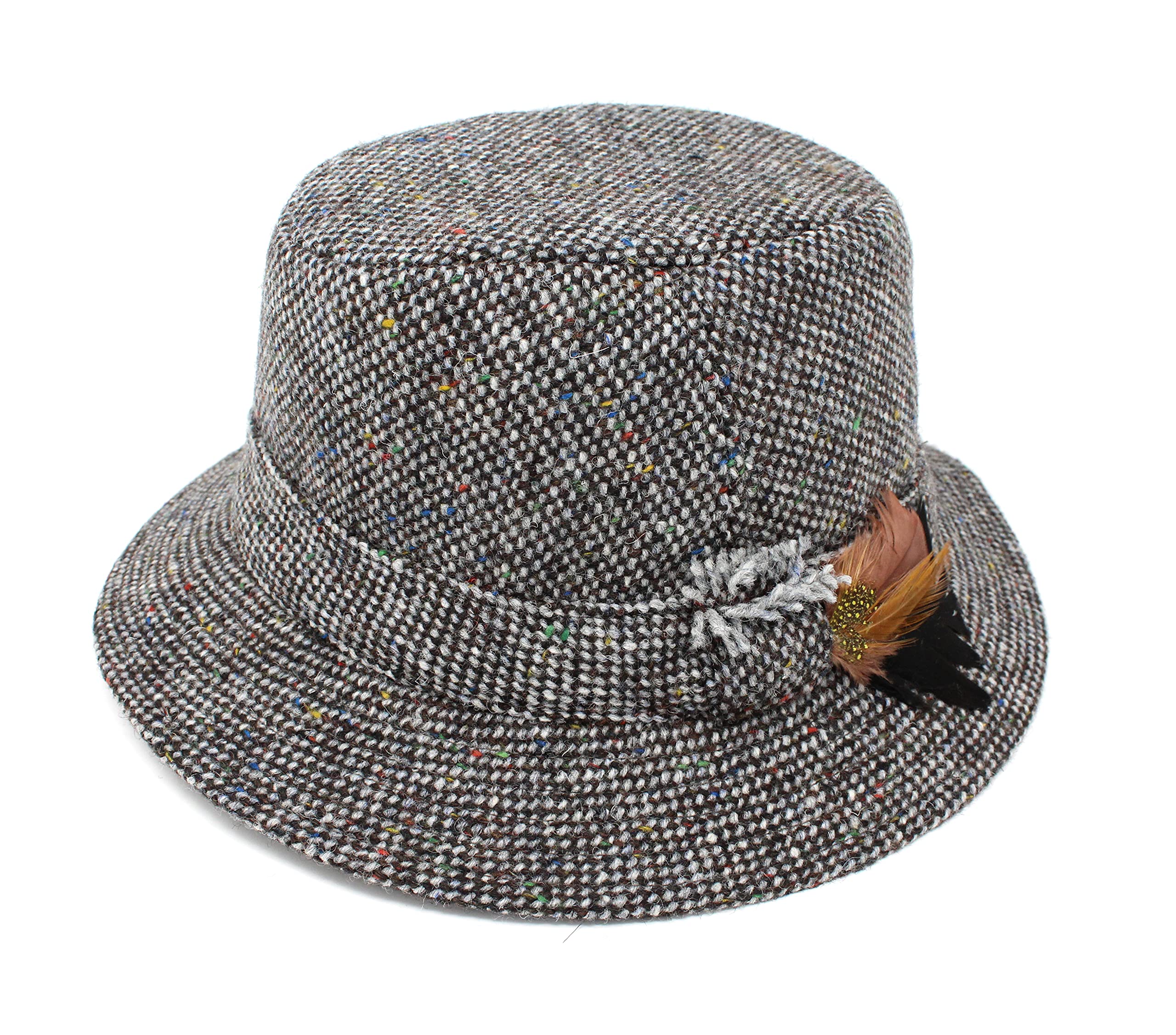 Authentic Irish Donegal Tweed Walking Hat for Men - Classic Hanna Hats for Outdoor Adventures, Hiking & Travel