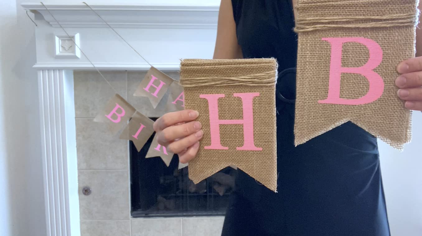 Happy Birthday Burlap Banner - Pink Party Decoration for Birthdays, Baby Showers & Celebrations | Perfect for Indoor & Outdoor Events