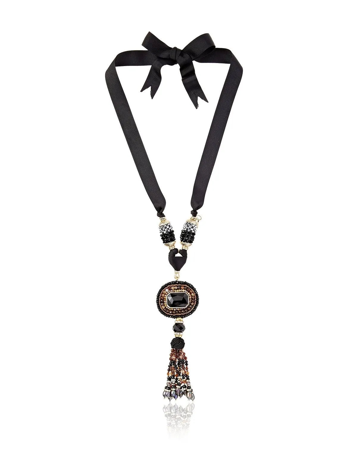 Tribal Tassel Ribbon Statement Necklace for Women - Boho Chic Beaded Layered Necklace - Perfect for Festivals, Parties & Everyday Wear