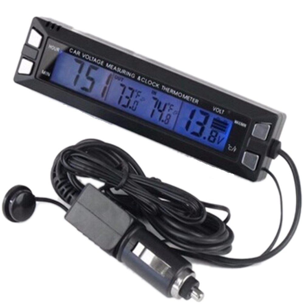 Mini Digital Dashboard Clock - 3-in-1 Car Electronic Clock with Luminous Display, Thermometer & Voltmeter | Inside/Outside Temperature & Voltage Monitoring | Perfect for Night Driving & Vehicle Maintenance