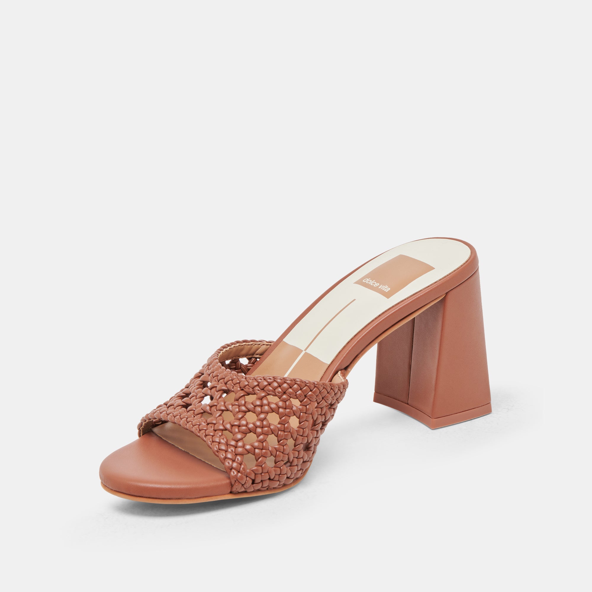 MARGOE Women's Cognac Woven Leather Heels - Stella Collection | Comfortable High Heels for Work, Party & Special Occasions