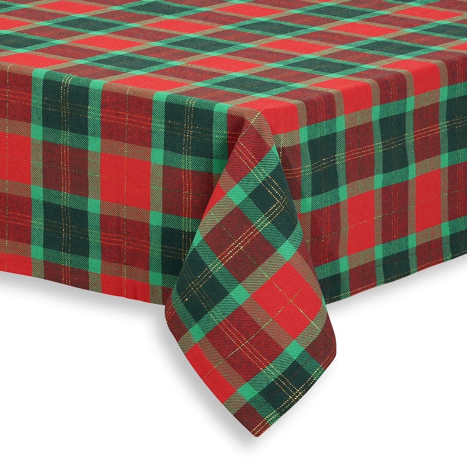 Festive Christmas Plaid Tablecloth with Gold Lurex - 70