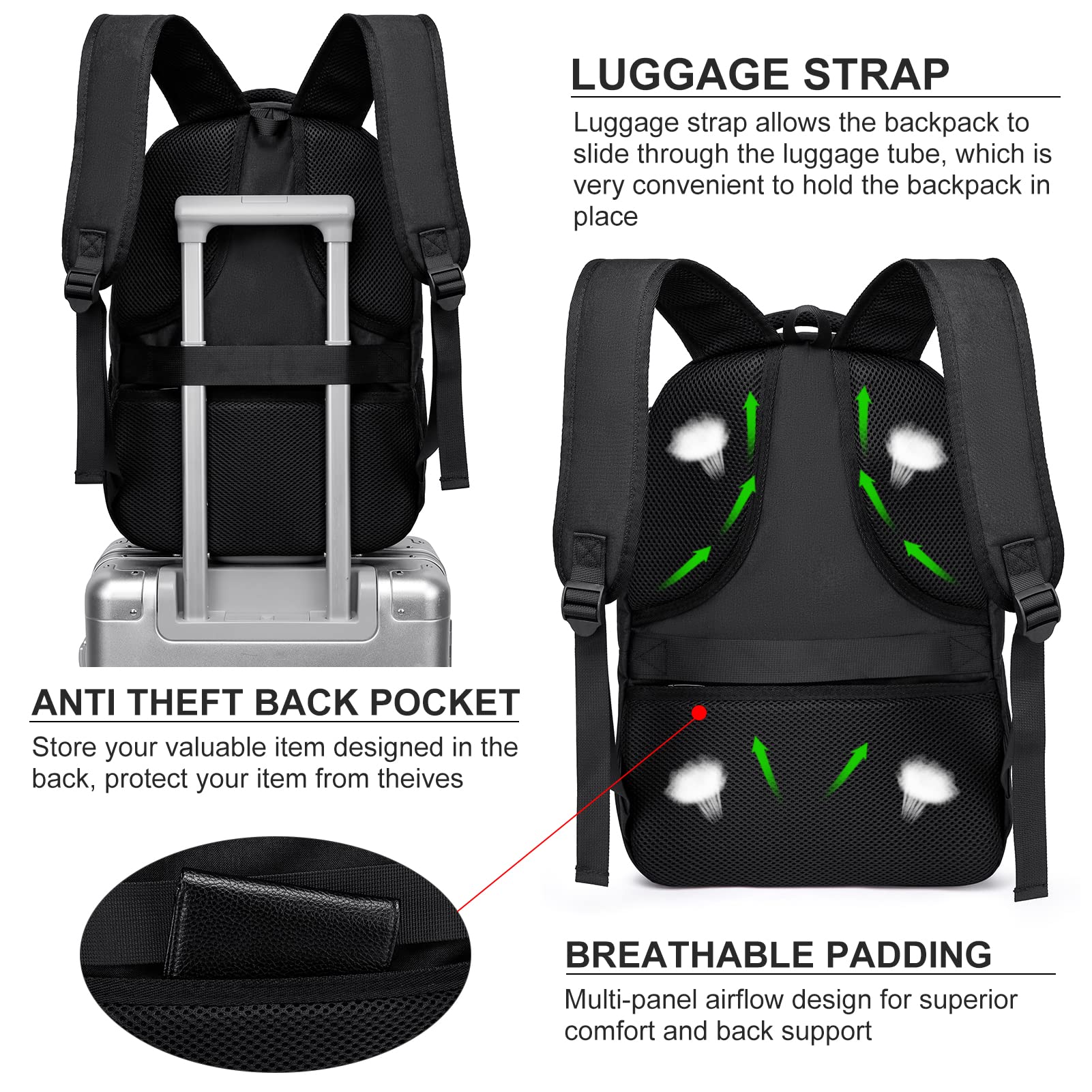 Water Resistant 15.6 Inch Laptop Backpack with USB Charging Port - Durable School & College Bookbag for Men, Women, Boys & Girls - Perfect for Work, Travel & Daily Commute