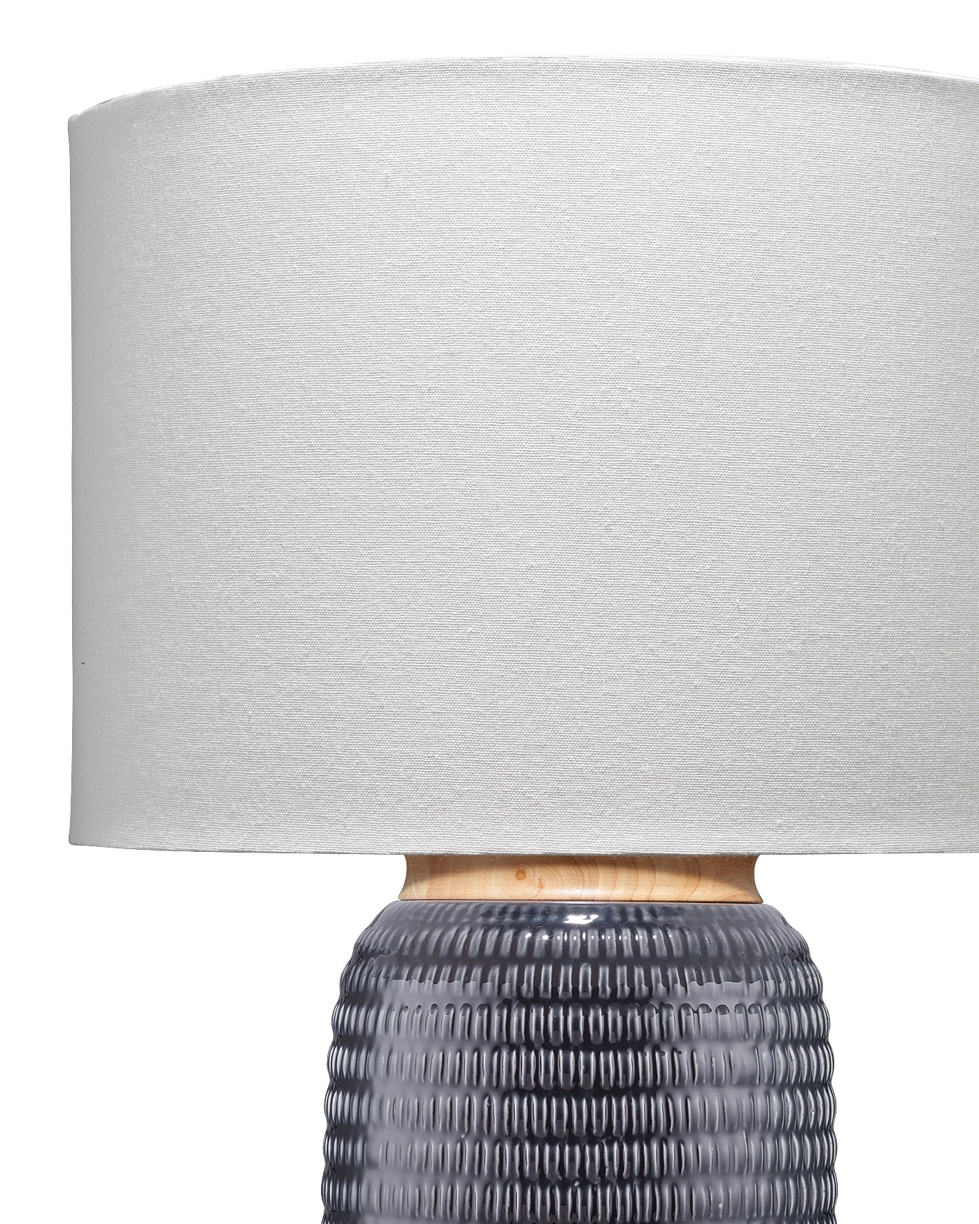 Modern Graham Table Lamp - Dark Blue Ceramic Base with Linen Shade - Perfect for Bedroom, Living Room & Office Decor