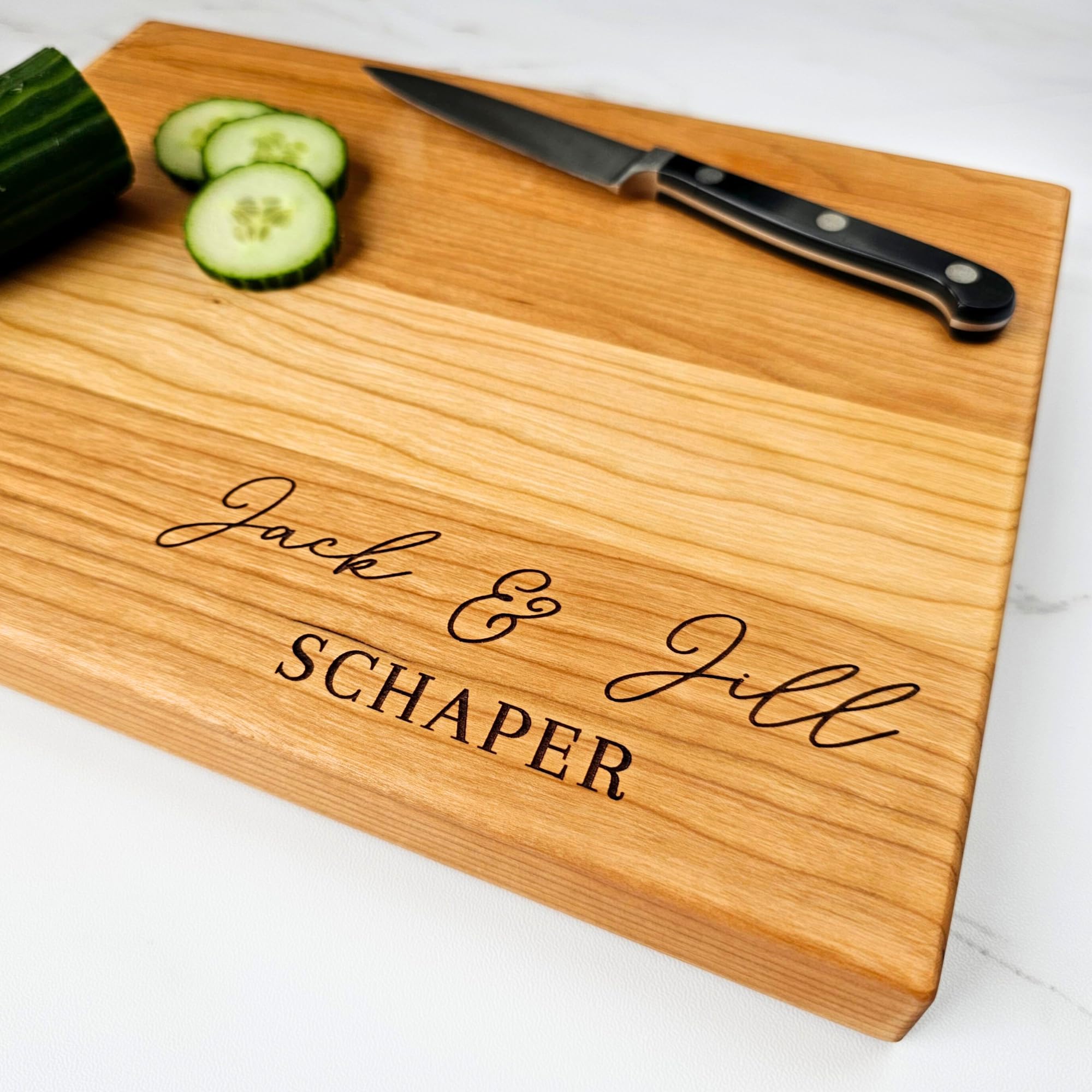 Personalized Engraved Wood Cutting Board - 9 Unique Designs & 4 Premium Wood Types - Handcrafted in USA - Custom Wedding, Anniversary, Housewarming Gift for Couples, Parents & New Homeowners (Design #2) - Perfect for Kitchen Decor, Cheese Boards & Special Occasions