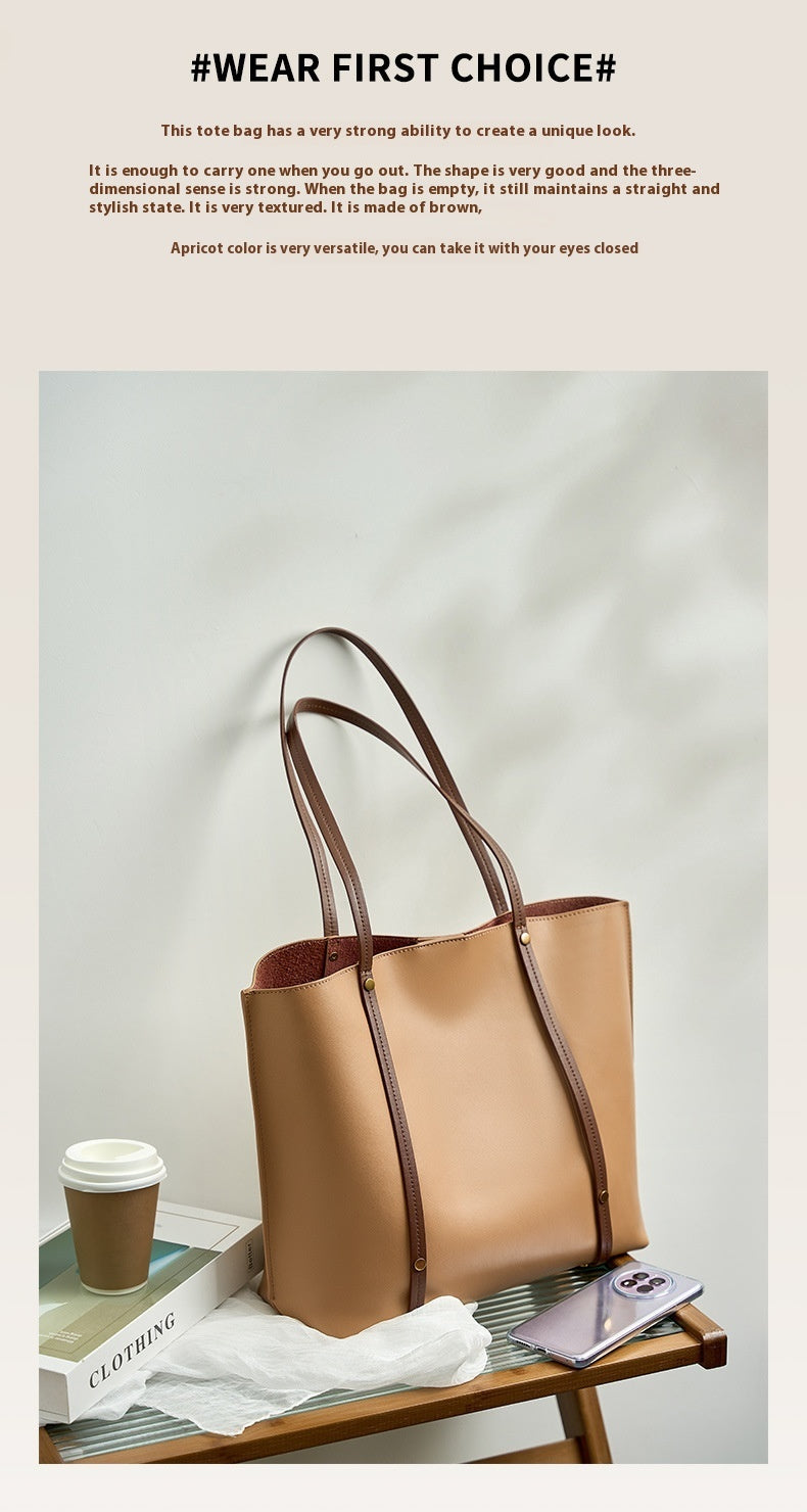 Genuine Soft Leather Large Capacity Tote Shoulder Bag for Women - Stylish & Spacious Work, Travel & Everyday Carry Purse