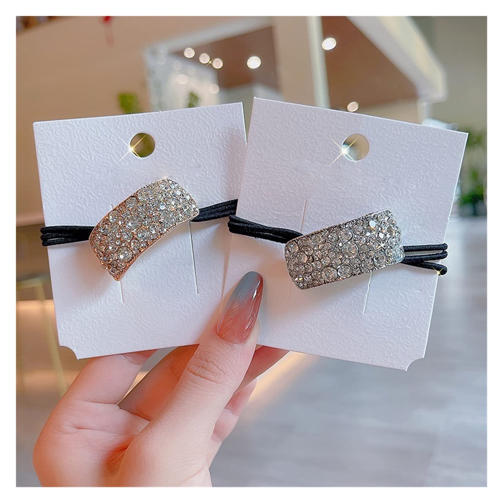 Fashion Rhinestone Hair Bands for Women - Elastic Scrunchies, Ponytail Ties & Rope Hair Accessories (F118 Gray) | Perfect for Parties, Weddings & Everyday Styling