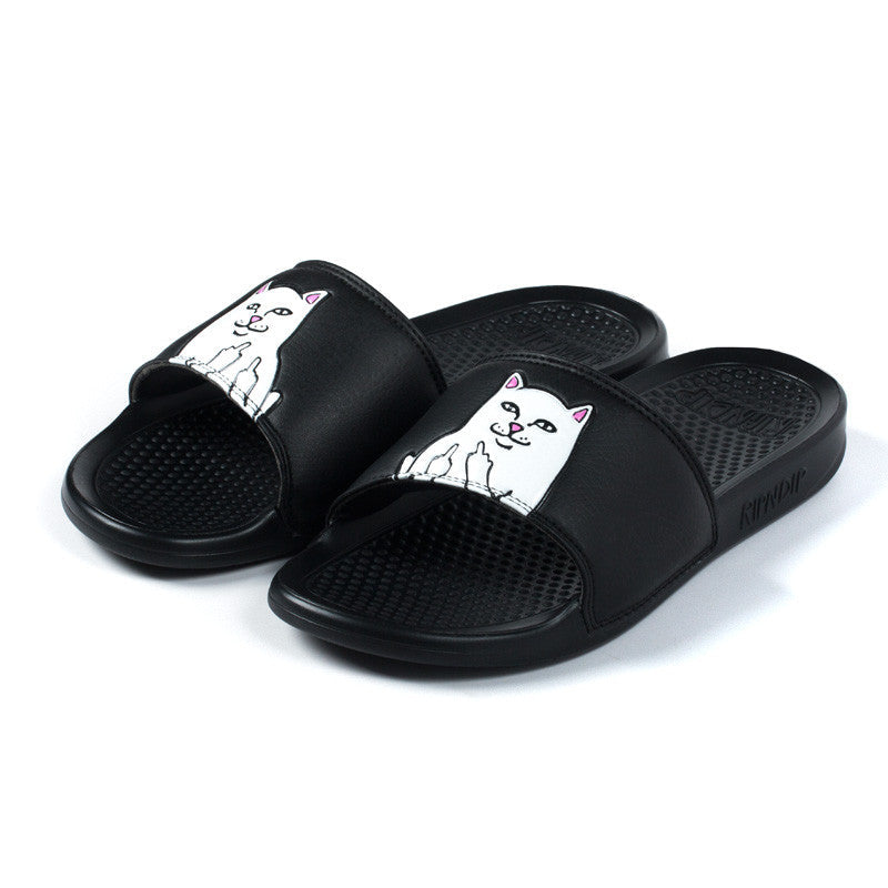 RIPNDIP Lord Nermal Slides - Funny Cat Print Slippers for Men & Women - Comfortable House Shoes for Indoor, Lounge & Casual Wear