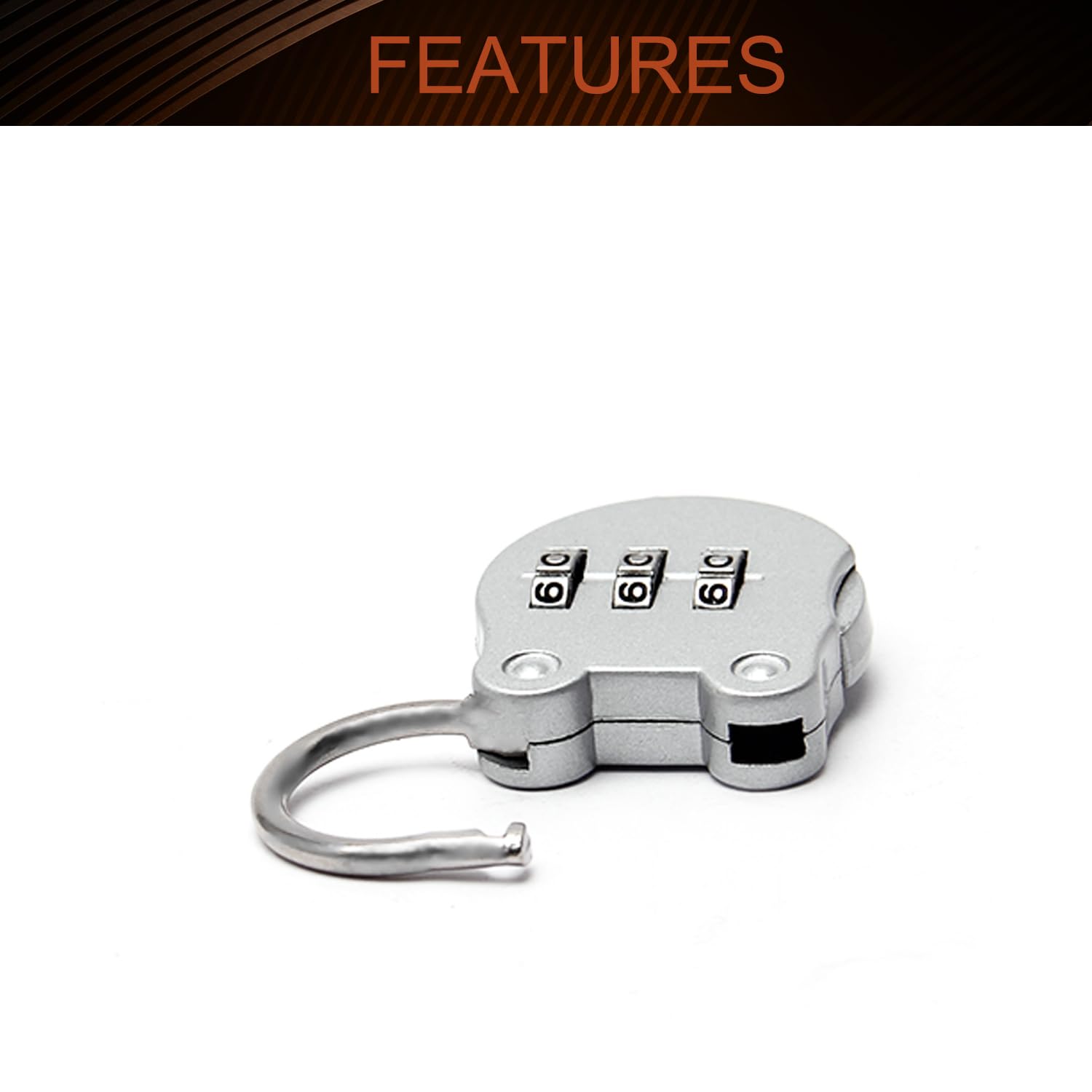 MroMax 3 Digit Combination Padlock - Resettable Zinc Alloy Safe Lock with Key Backup - Mini Security Lock for Luggage, Gym Lockers, School Lockers & Storage Boxes (1 Pack, White)