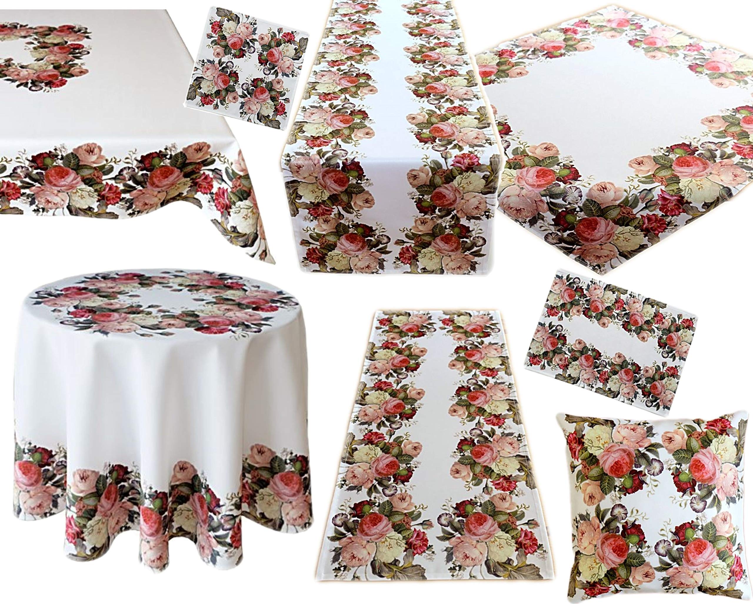 Raebel Rose Pattern Table Runner - 85 x 85 cm Elegant Floral Centerpiece for Dining Table, Wedding Decor, and Home Decoration