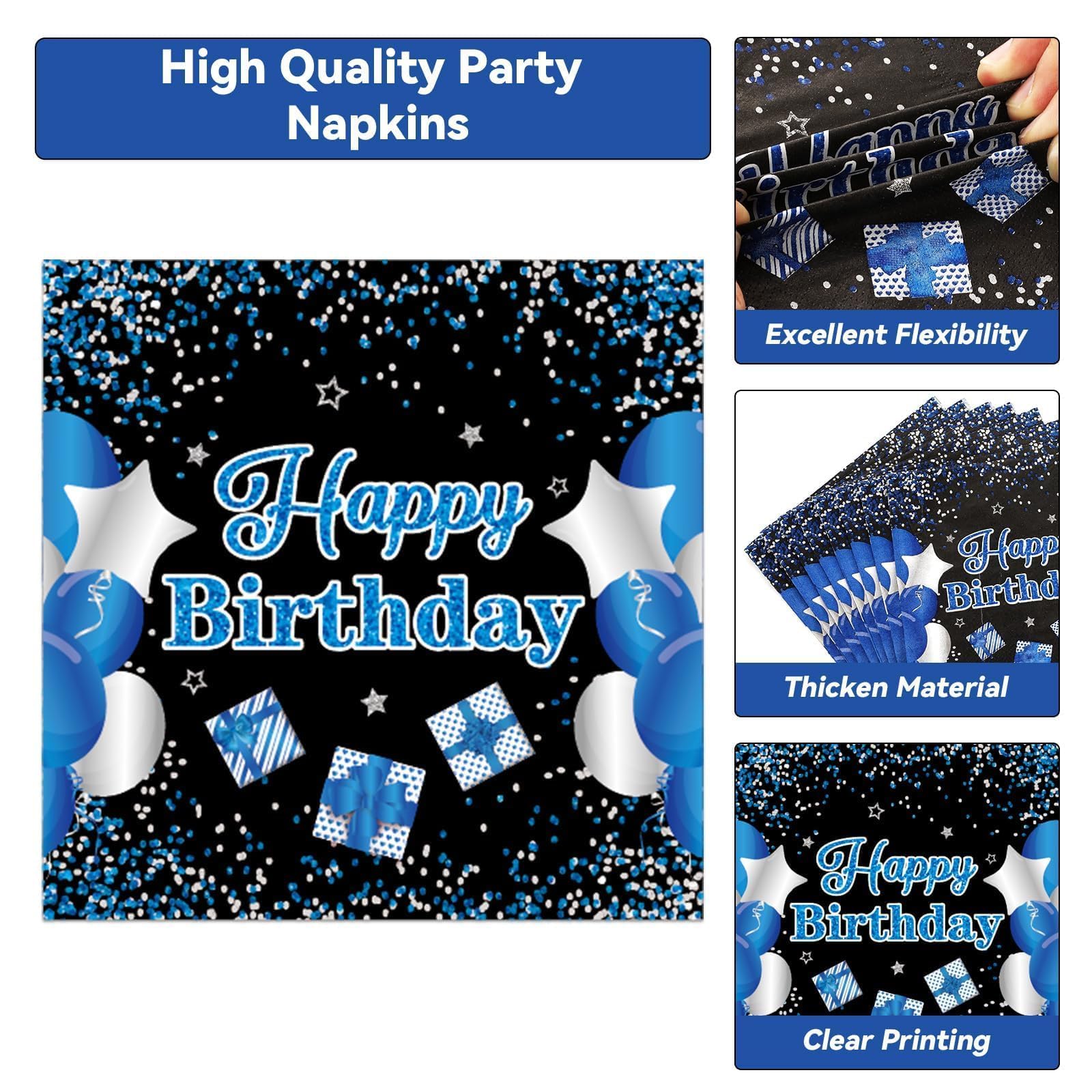 100 Pcs Blue 13th Birthday Party Supplies Set - Disposable Plates, Napkins & Forks for Boys | Teen Birthday Decorations, Tableware & Favors for 13 Year Olds | Perfect for Teen Birthday Parties, Celebrations & Dinnerware