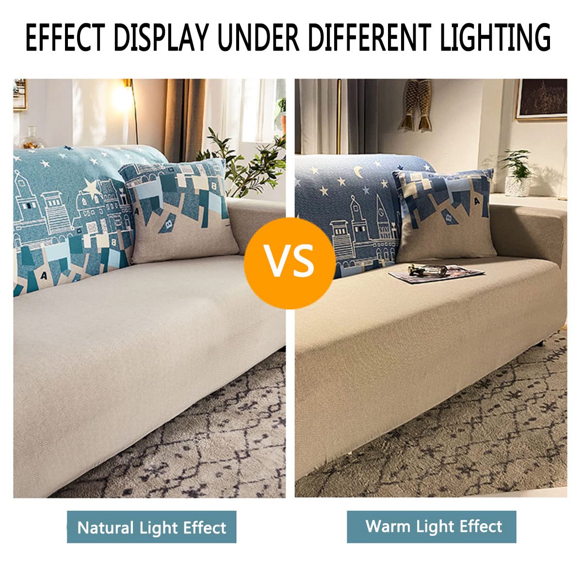 YOPOIY Stretch L-Shaped Sofa Cover - Soft Spandex Non-Slip Sectional Couch Slipcover with Latest Print Design (Fits 2-Seater + 3-Seater) - Perfect for Living Room, Family Room & Summer Home Decor