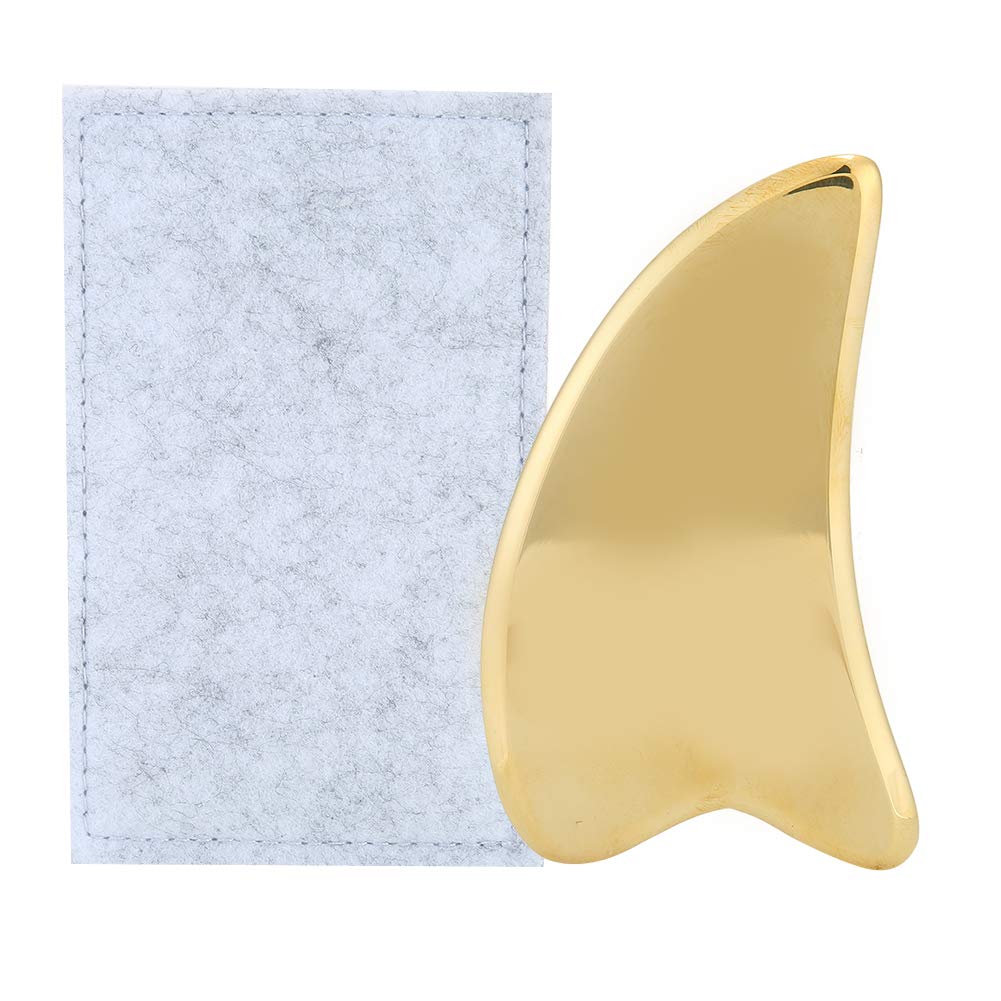 Premium Brass Gua Sha Scraping Tool for Face, Neck & Back - Acupoint Massage & Muscle Pain Relief - Relaxing Spa & Self-Care Essential for Home & Travel