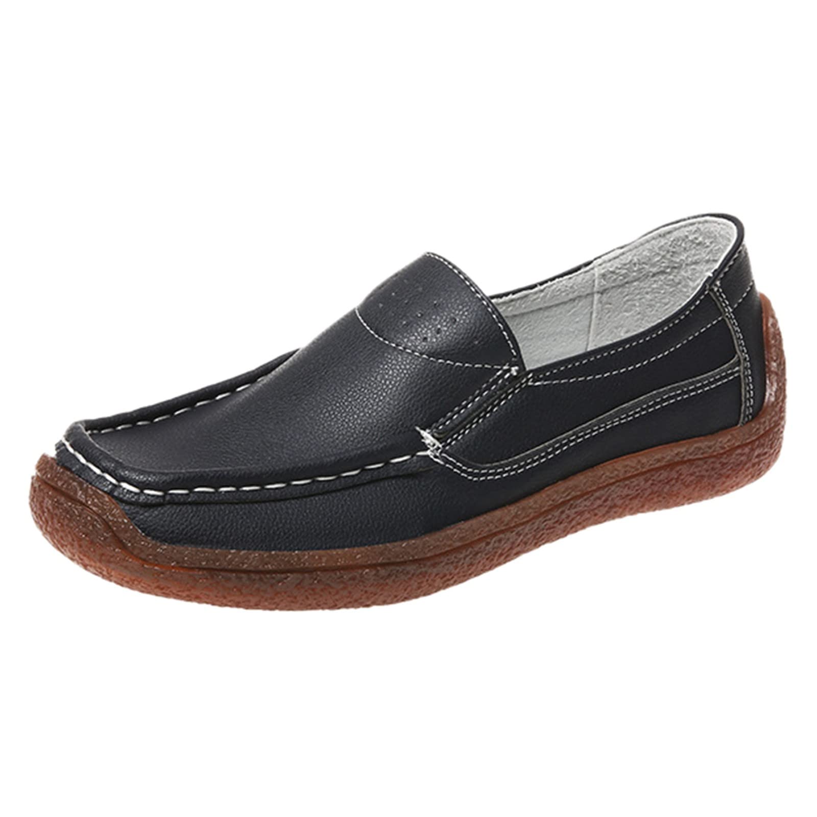 Women's Square-Toe Slip-On Sneakers - Breathable Canvas Loafers for Running, Walking & Work - Comfortable Casual Shoes for Everyday Wear