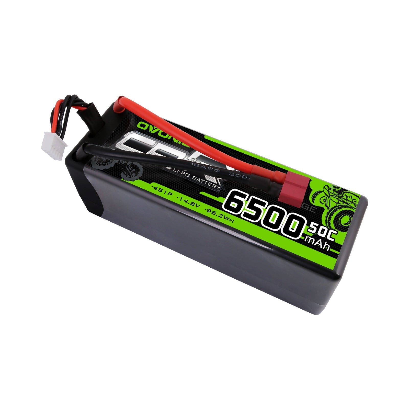 OVONIC 4S 14.8V 6500mAh 50C LiPo Battery Pack with Deans Plug - High Performance RC Battery for 1/8 Scale RC Cars, Truggy, Buggy - Perfect for Off-Road Racing, Bashing and Long Run Time