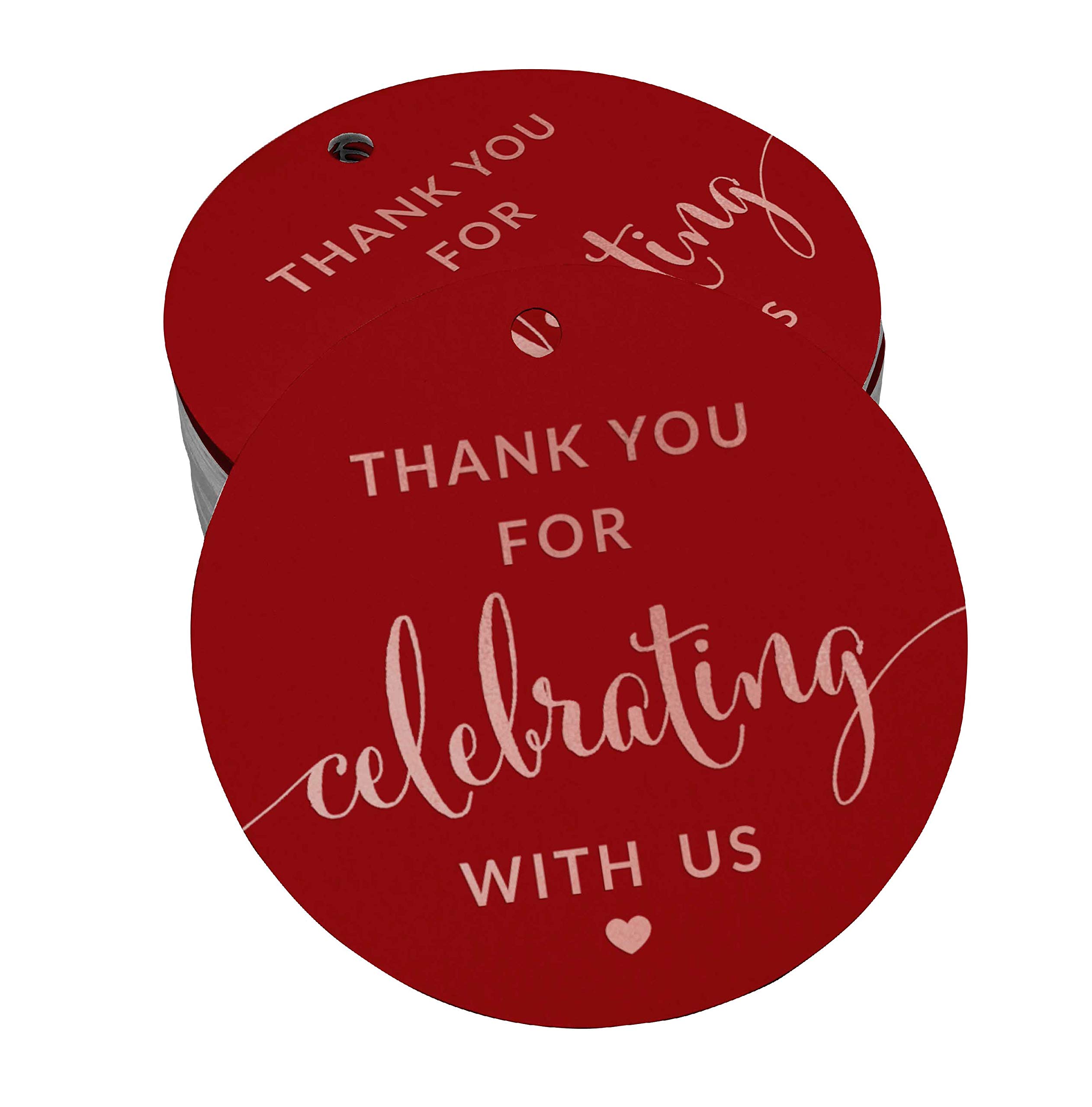 100pcs Real Rose Gold Foil Thank You Tags for Bridal Showers, Baby Showers, Weddings, Birthdays & Retirement Parties - Elegant Celebration Favor Hang Tags for Special Events & Gift Decorations