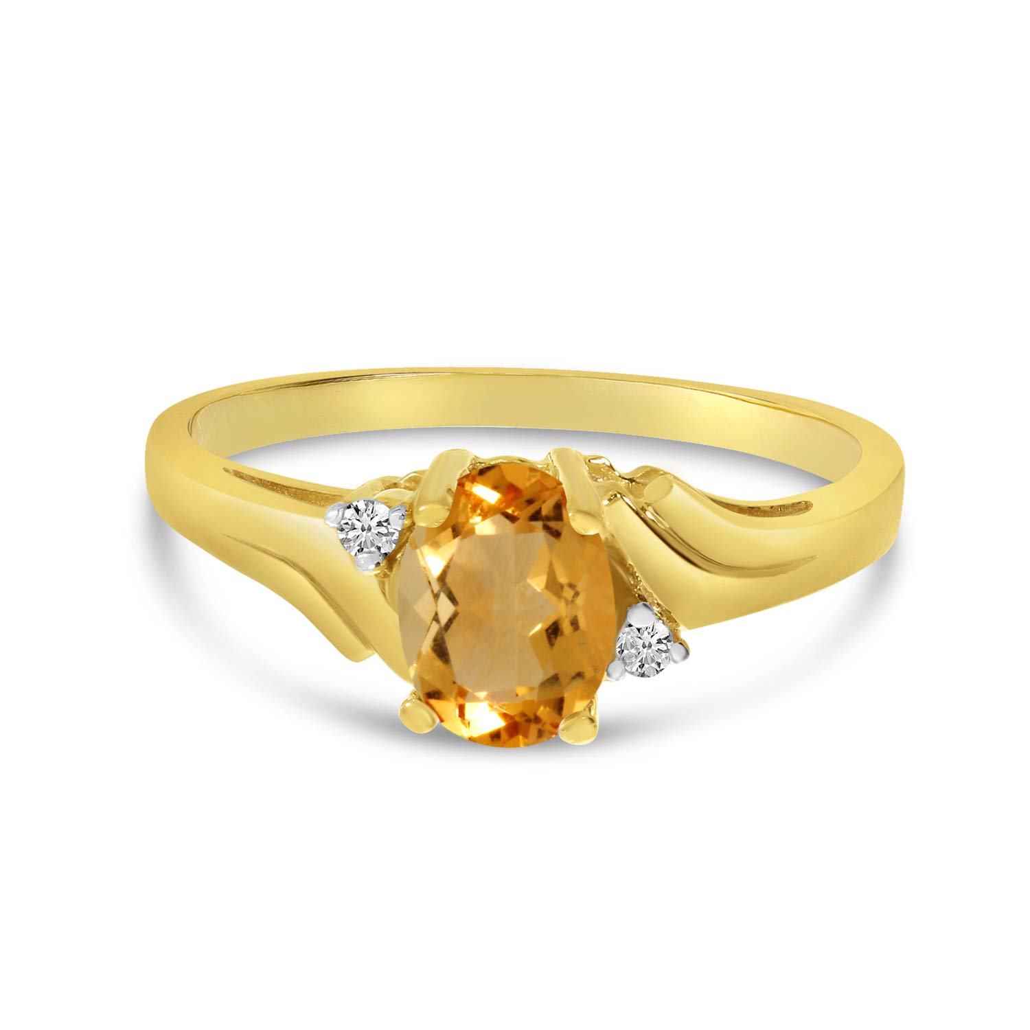 14K Yellow Gold Oval Citrine and Diamond Ring for Women - Elegant Birthstone Jewelry for Engagement, Anniversary & Special Occasions