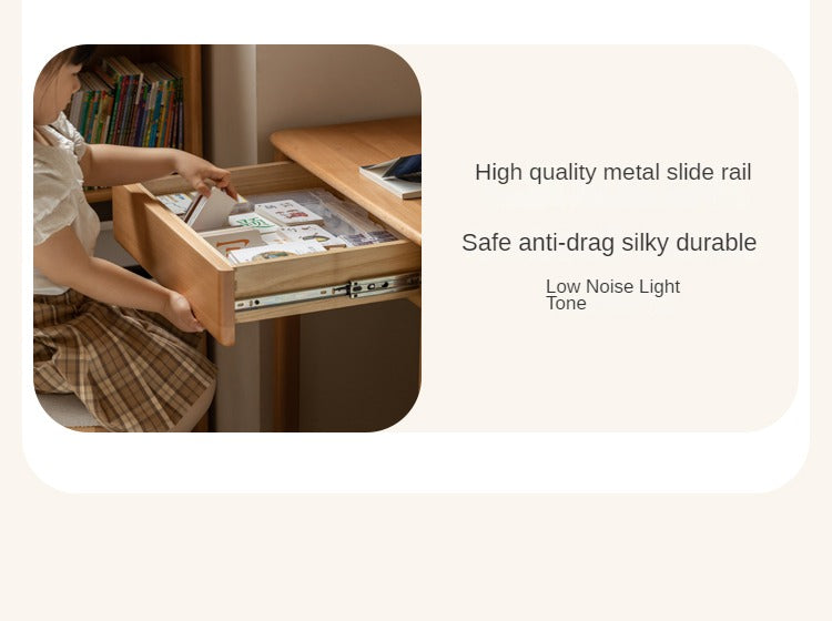 Solid Wood Beech Rubber Children's Study Desk with Bookshelf - Perfect for Kids' Bedroom, Homeschooling & Reading Nook