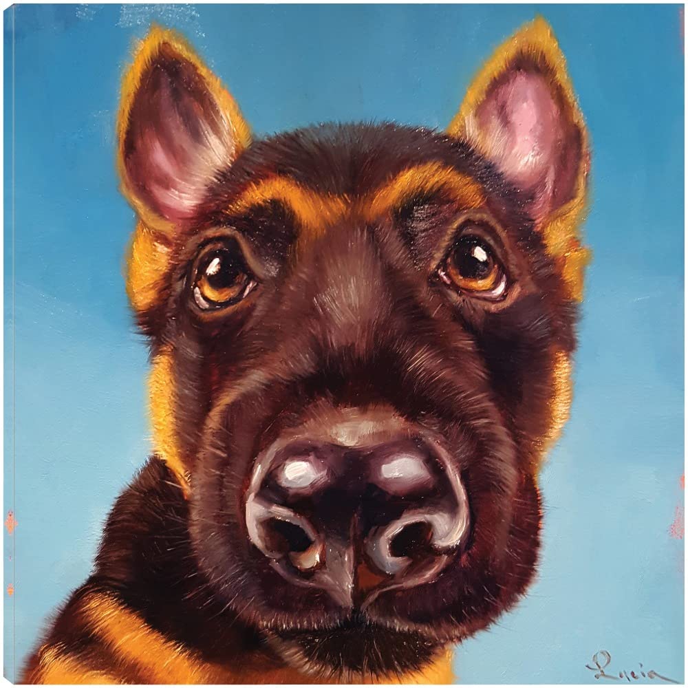 Follow Your Nose 1 - 22x22 Inch Canvas Wall Art by Lucia Heffernan - Modern Home Decor for Living Room, Bedroom, Office & More - Ready to Hang Dog Painting - Perfect Gift for Pet Lovers & Art Collectors