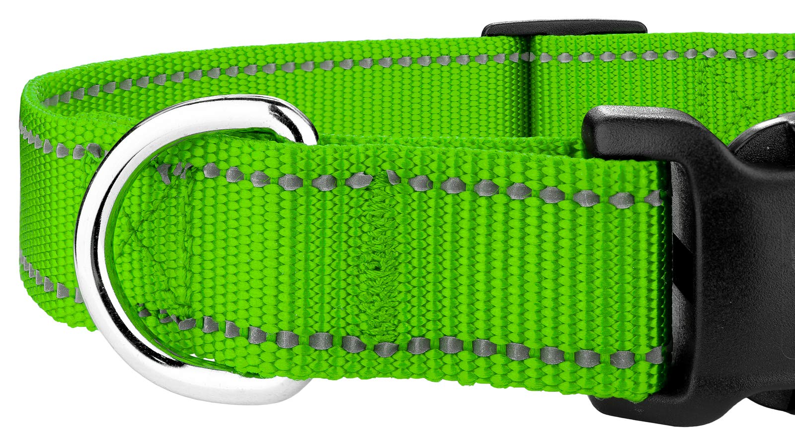 Country Brook Petz - Small Hot Lime Green Reflective Nylon Dog Collar with Heavy-Duty Buckle - Perfect for Night Walks & Outdoor Adventures