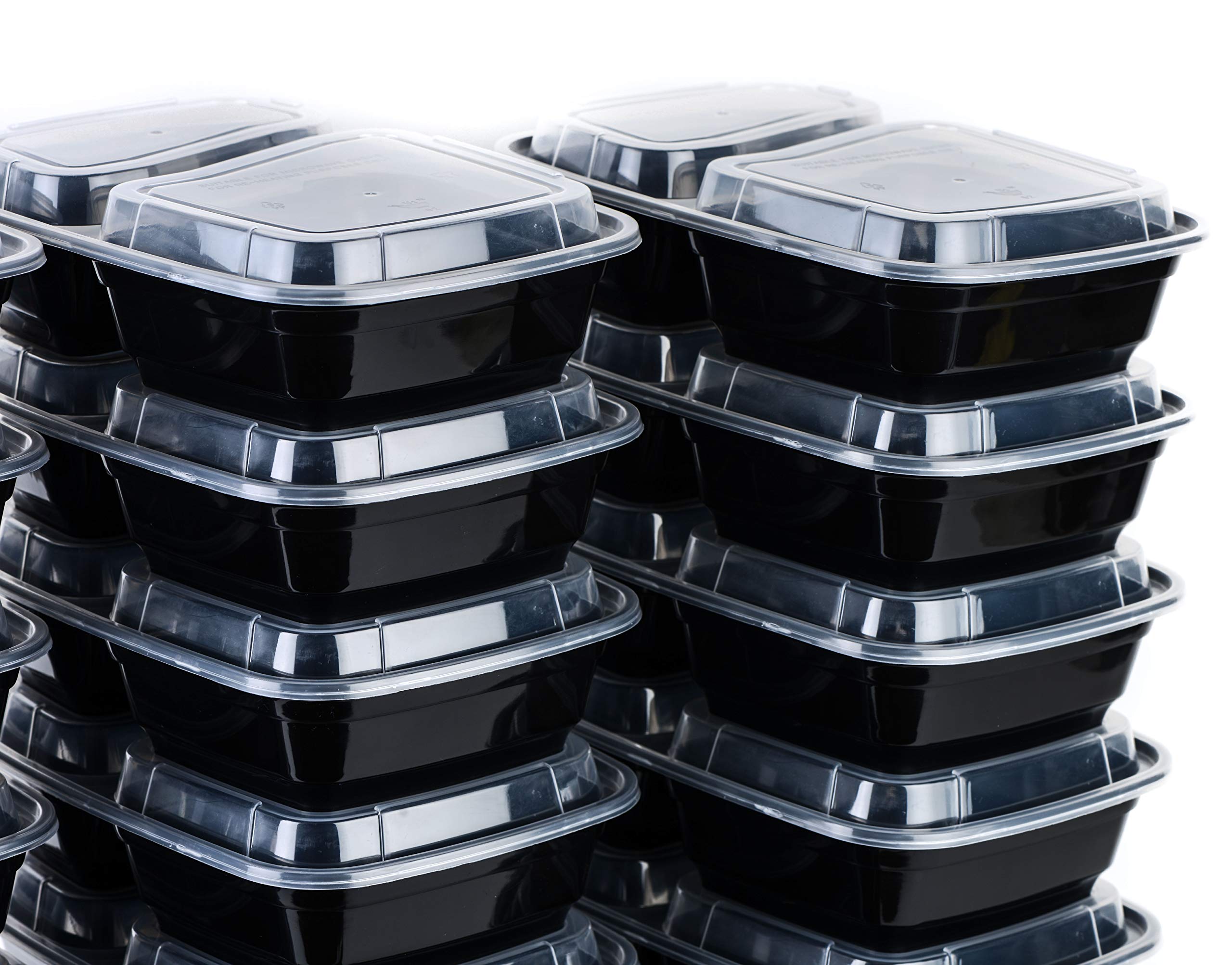 EcoQuality 75-Pack 38oz Bento Box Meal Prep Containers with Lids - 2 Compartment Reusable Food Storage Containers | BPA Free, Stackable, Microwave/Dishwasher/Freezer Safe | Perfect for Lunch Boxes, Office Meals & Meal Prepping