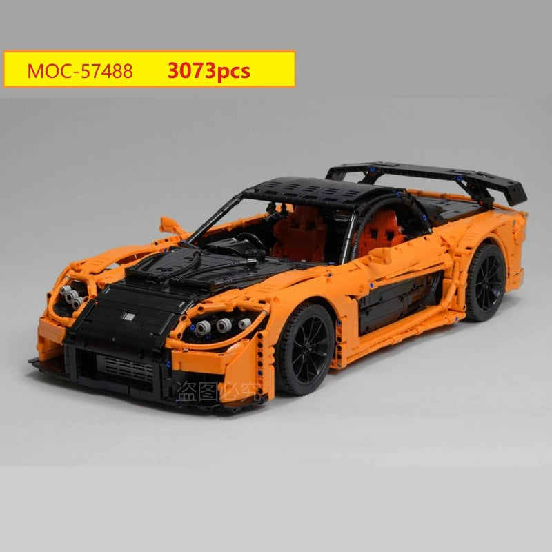 3069PCS MOC 57488 Han's Mazda RX-7 VeilSide Fortune Model Car Kit (1:8 Scale) - Perfect for Car Enthusiasts, Collectors & DIY Builders - Great Gift for Birthday, Christmas & Display in Home/Office