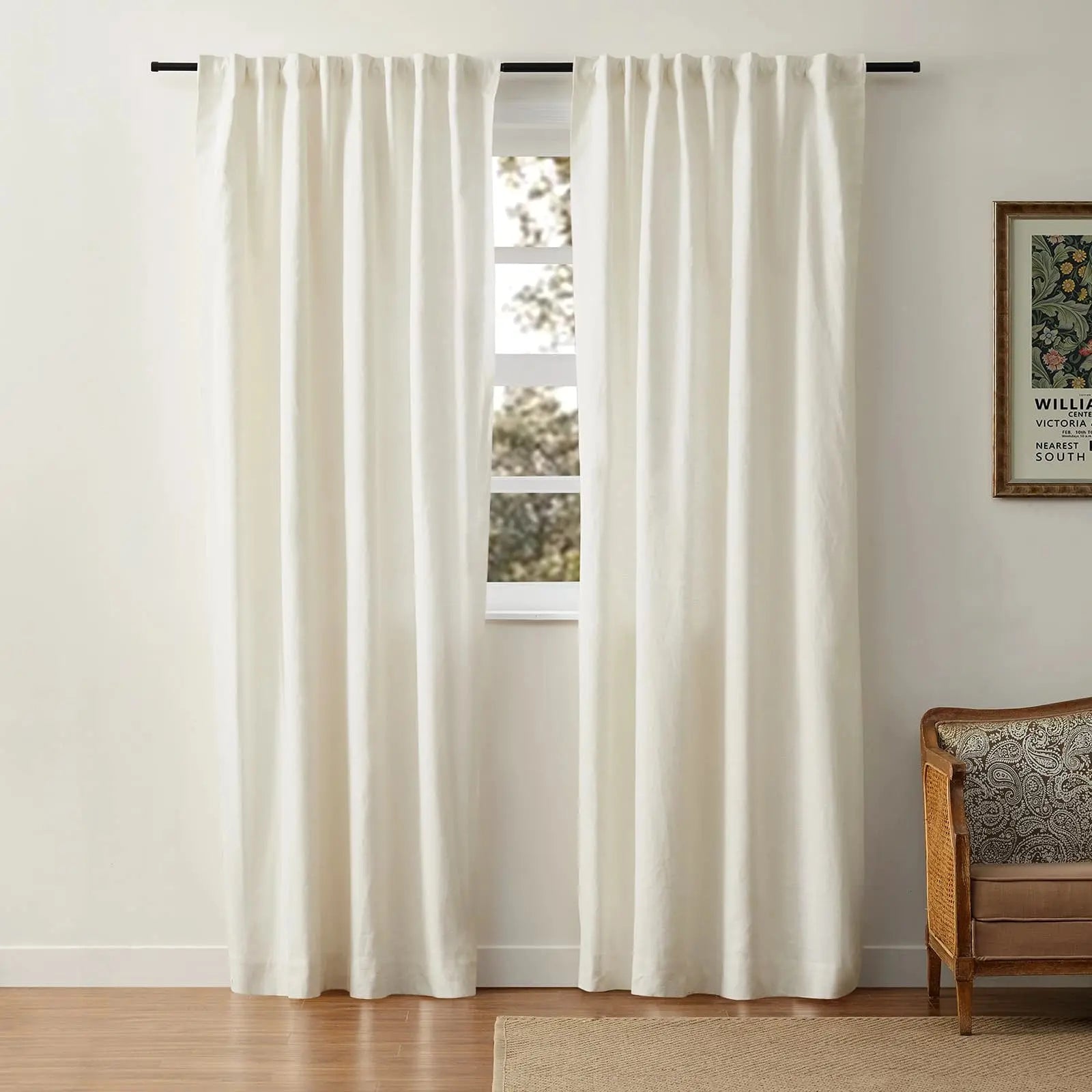 Luxury Linen Cotton Curtains - Soft Top Blackout Drapes for Living Room & Bedroom - Elegant Window Treatments for Home Decor
