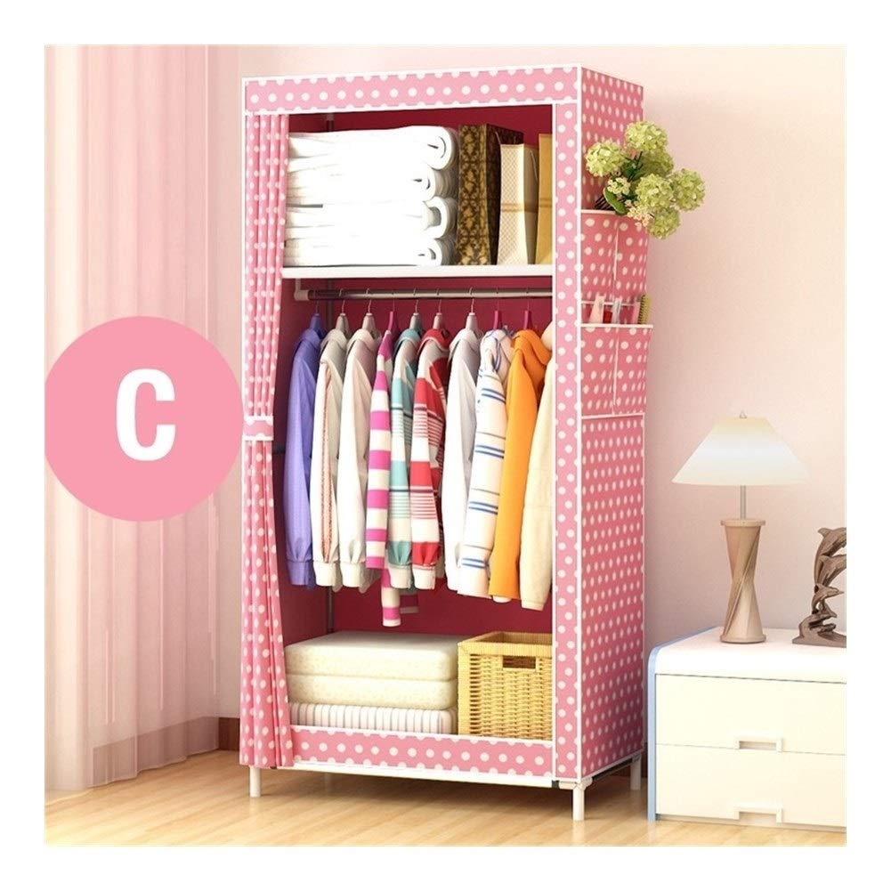 Minimalist Modern Non-Woven Folding Wardrobe Closet - Portable Steel Frame Storage Cabinet for Baby Clothes & Bedroom Organization (Ideal for Small Spaces & Nursery Storage) - Color C